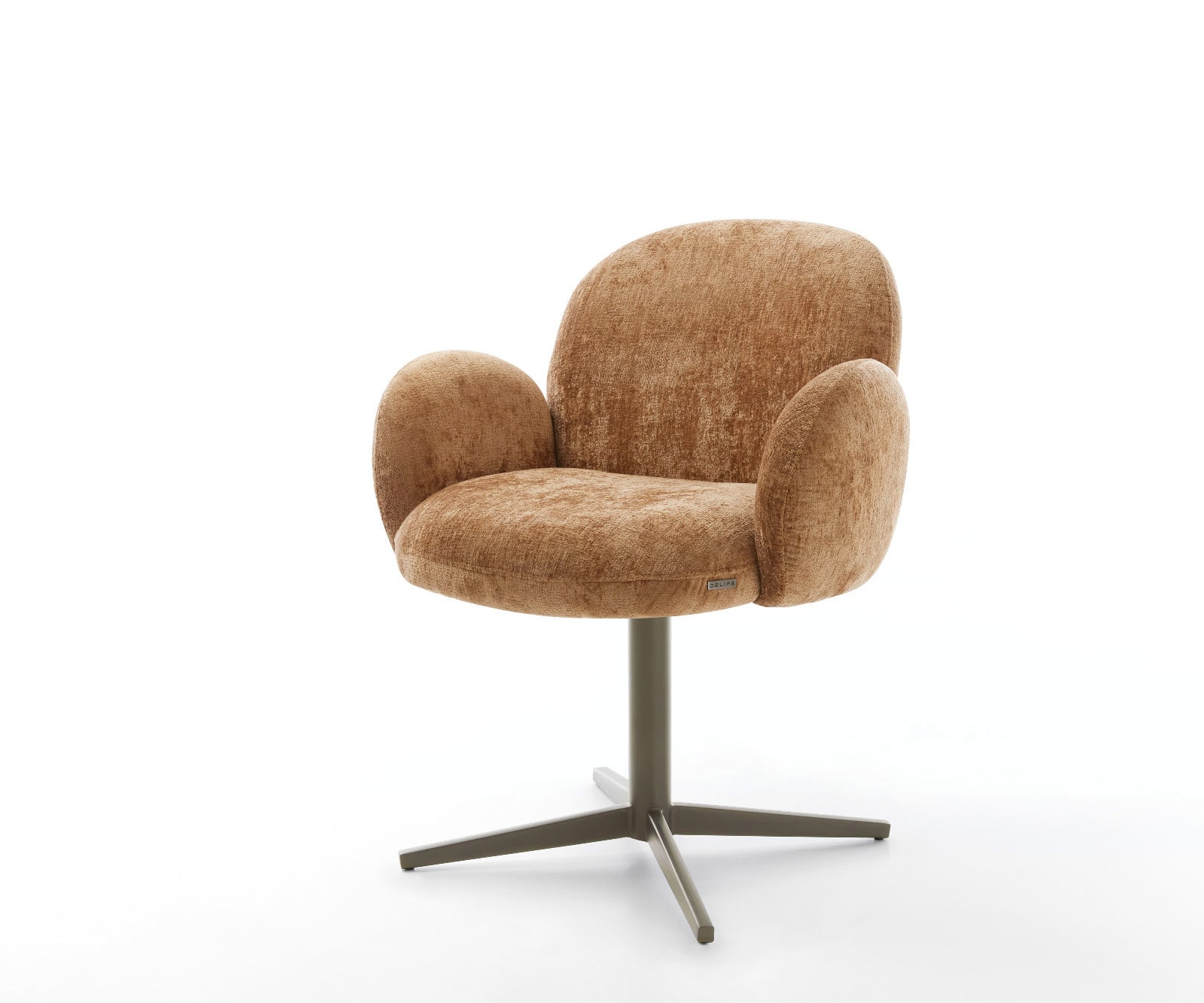 Drehstuhl Nube-Flex mit Armlehnen Chenille Rost Fußkreuz Effektfinish Titan 360° drehbar Taschenfederkern