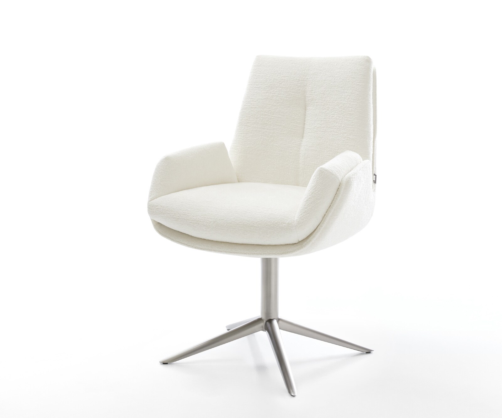 Drehstuhl Clea-Flex Bouclé Soft Beige Fußkreuz Edelstahl 360° drehbar Wippf günstig online kaufen