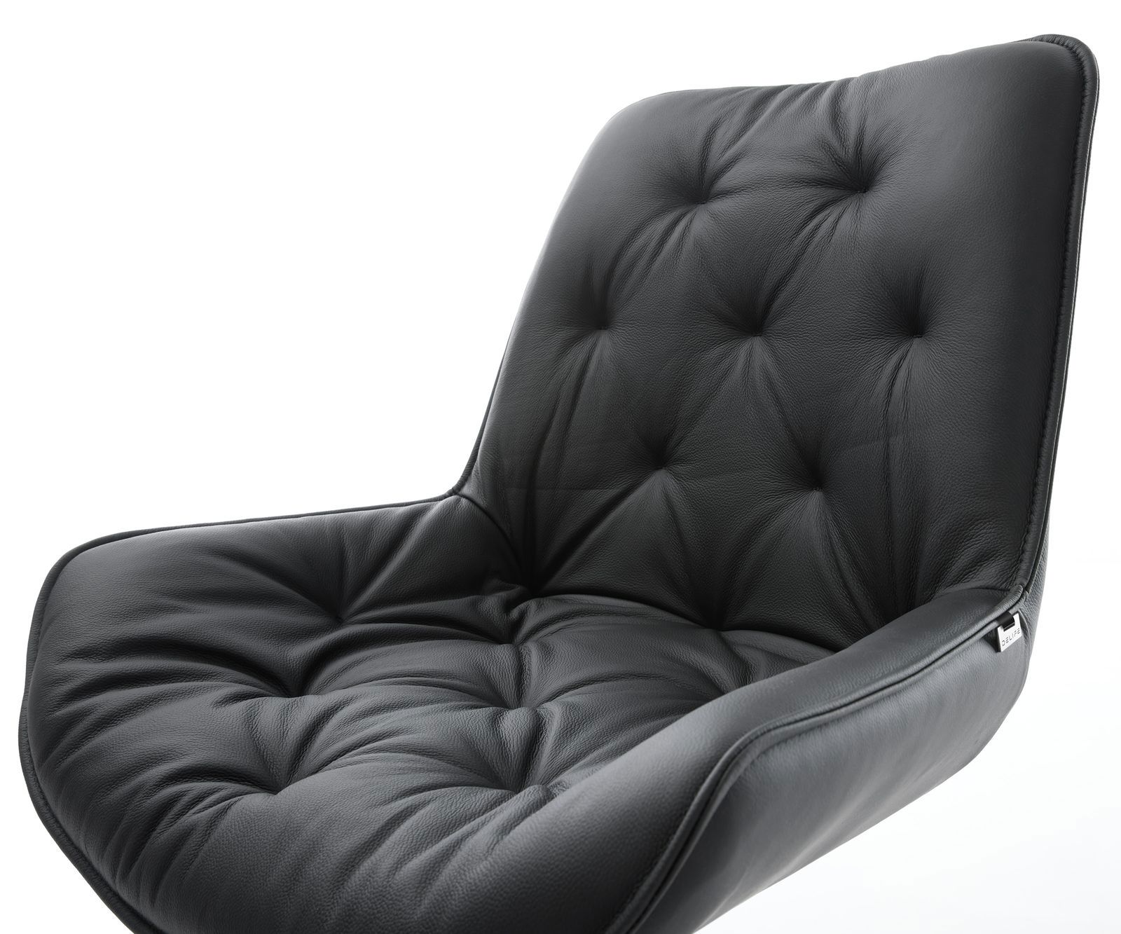 Esszimmerstuhl Taimi-Flex Echt-Leder Schwarz Kreuzgestell breit Edelstahl 3
