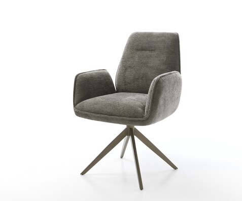 Drehstuhl Zoa-Flex Bouclé Soft Schlamm Kreuzgestell breit Effektfinish Titan 360° drehbar Wippfunktion Taschenfederkern