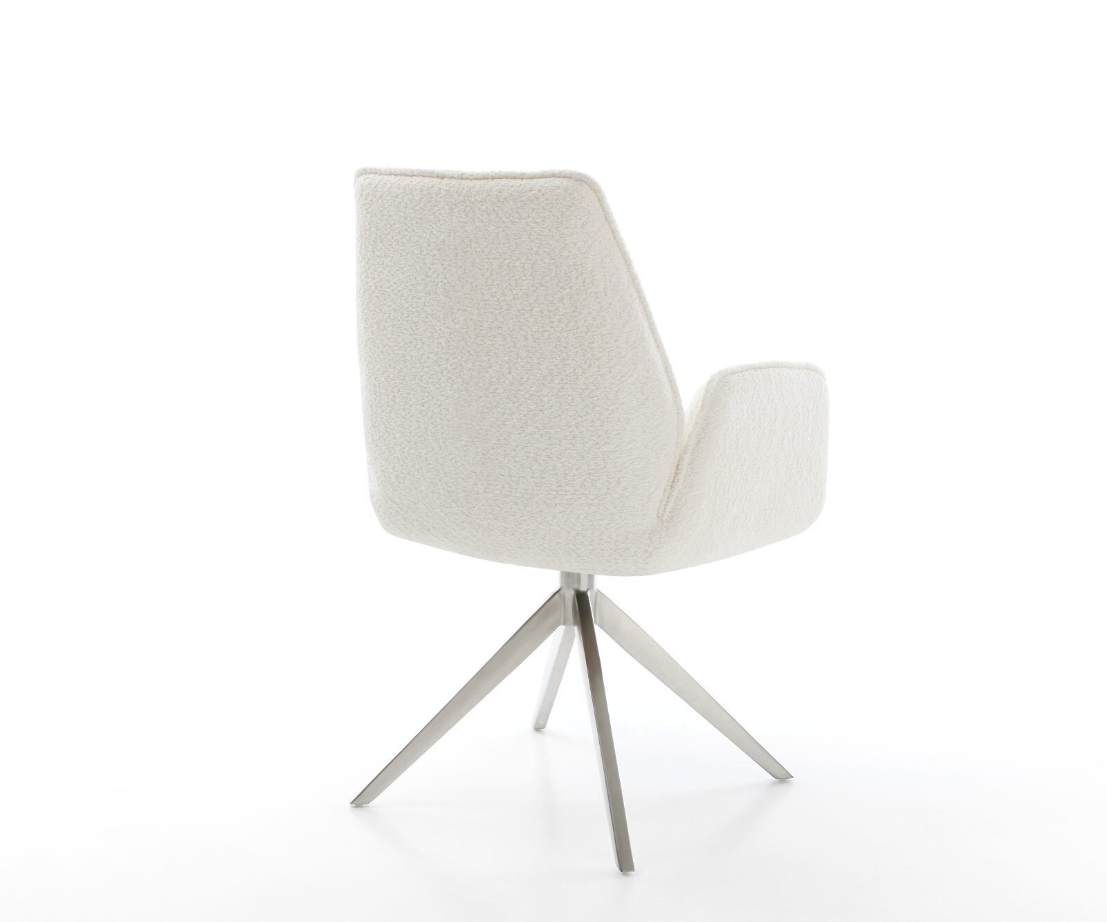 Drehstuhl Zoa-Flex Bouclé Weiß Kreuzgestell breit Edelstahl 360° drehbar Wippfunktion Taschenfederkern 4 Drehstuhl Zoa-Flex Bouclé Weiß Kreuzgestell breit Edelstahl 360° drehbar Wippfunktion Taschenfederkern 4