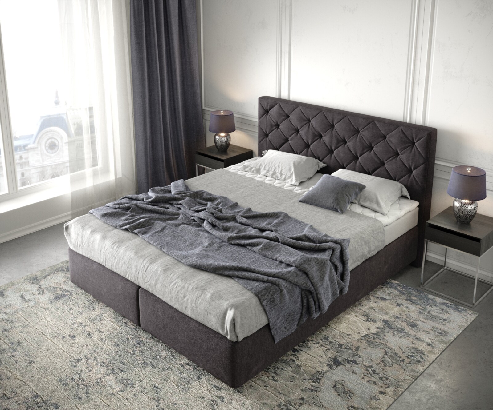 Boxspringbett Dream-Great 160x200 cm Mikrofaser Schwarz mit Matratze und Topper 3