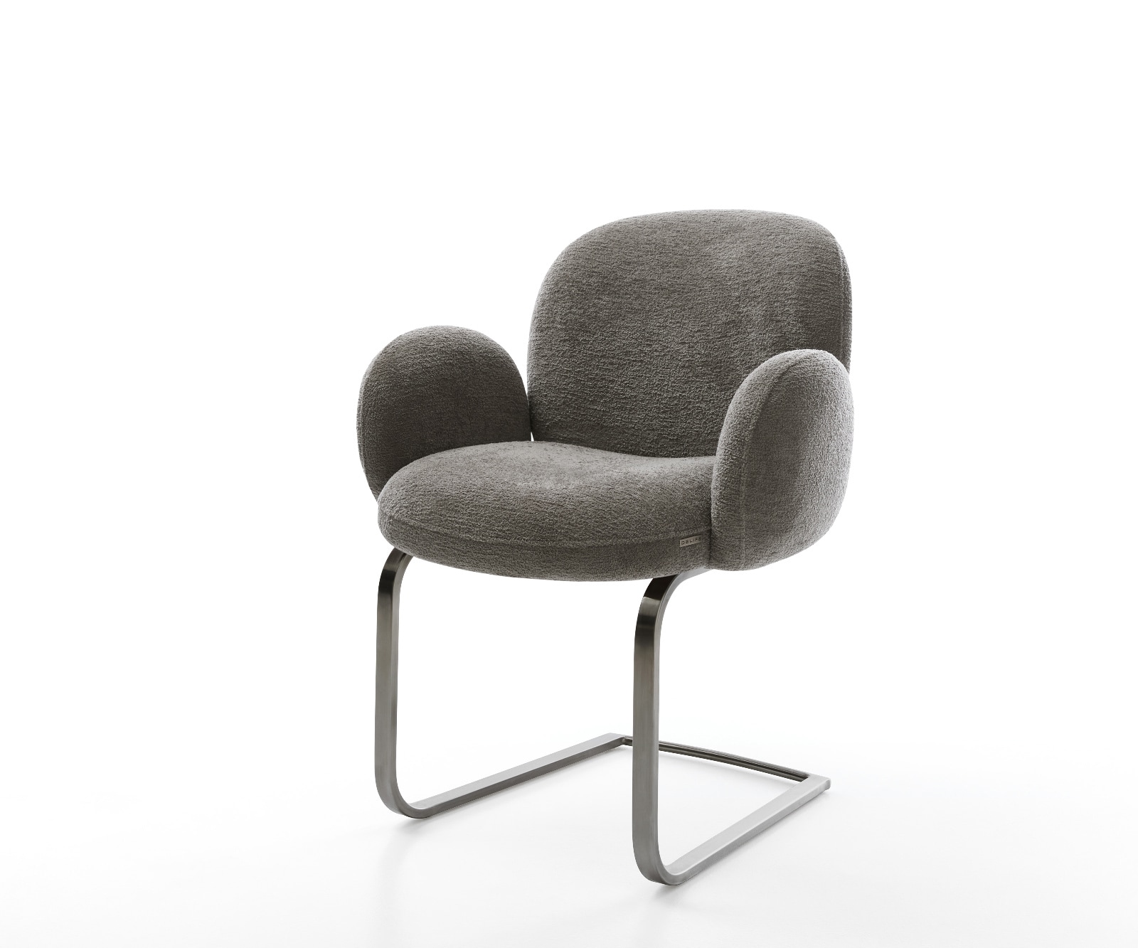 Freischwinger Nube-Flex mit Armlehnen Bouclé Soft Schlamm Freischwinger flach Graphit Taschenfederkern