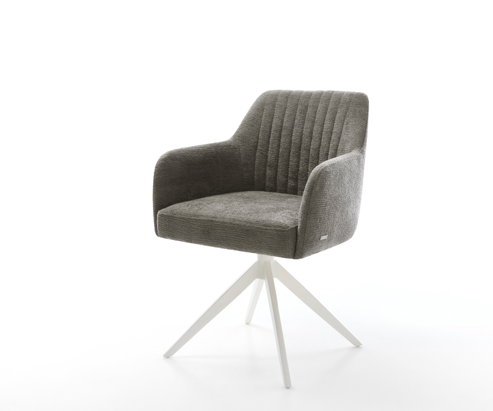 Drehstuhl Greg-Flex Bouclé Soft Schlamm Kreuzgestell breit Weiß 360° drehbar Wippfunktion Taschenfederkern