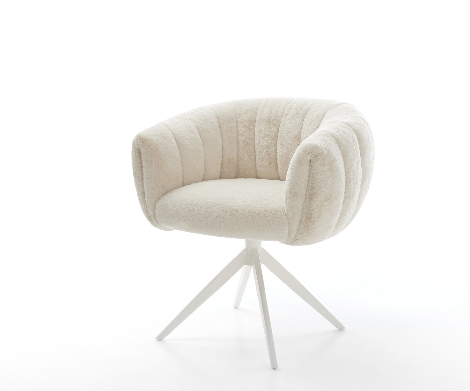 Drehstuhl Jada-Flex Plüsch Creme-Weiß Kreuzgestell breit Weiß 360° drehbar günstig online kaufen