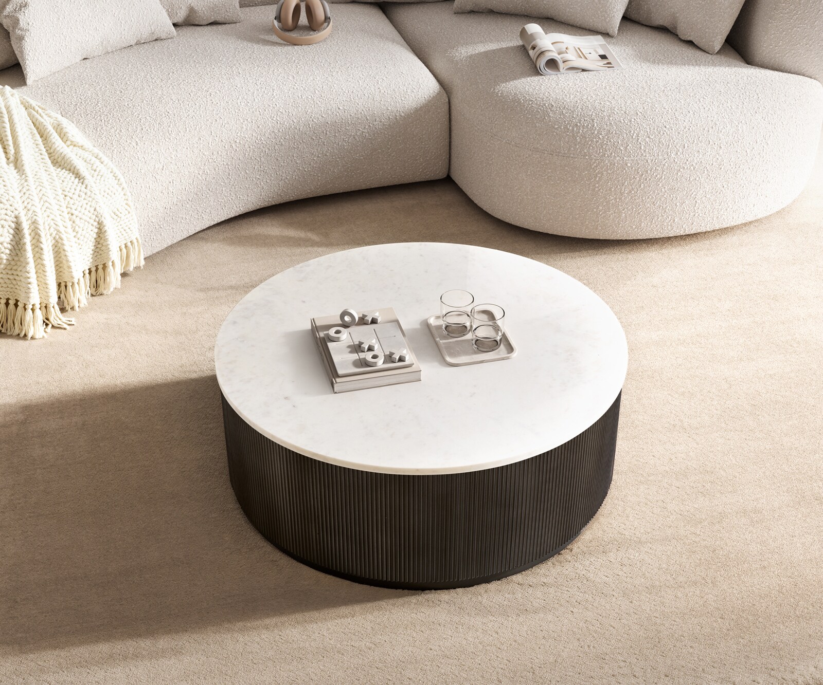 Couchtisch Fiorano 90x90 cm Marmor Weiß Metall Silber Fusion Finish 2