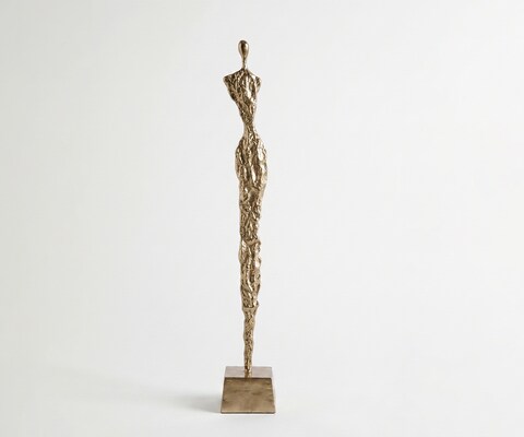 Figur Valeria B15 x T15 x H102 cm Aluminium Champagner Handgemacht