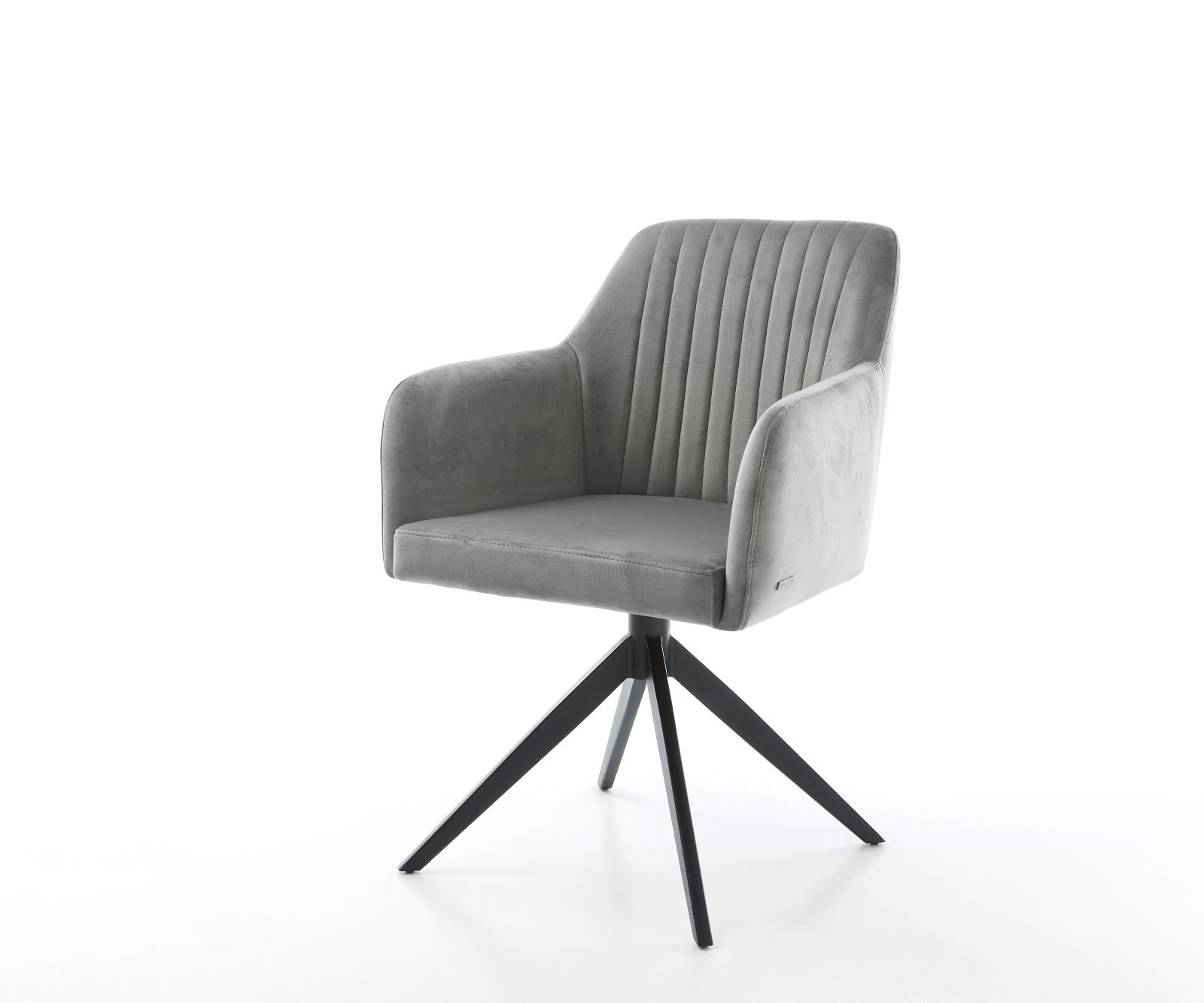 Drehstuhl Greg-Flex Samt Grau Kreuzgestell breit Schwarz 360° drehbar Wippf günstig online kaufen