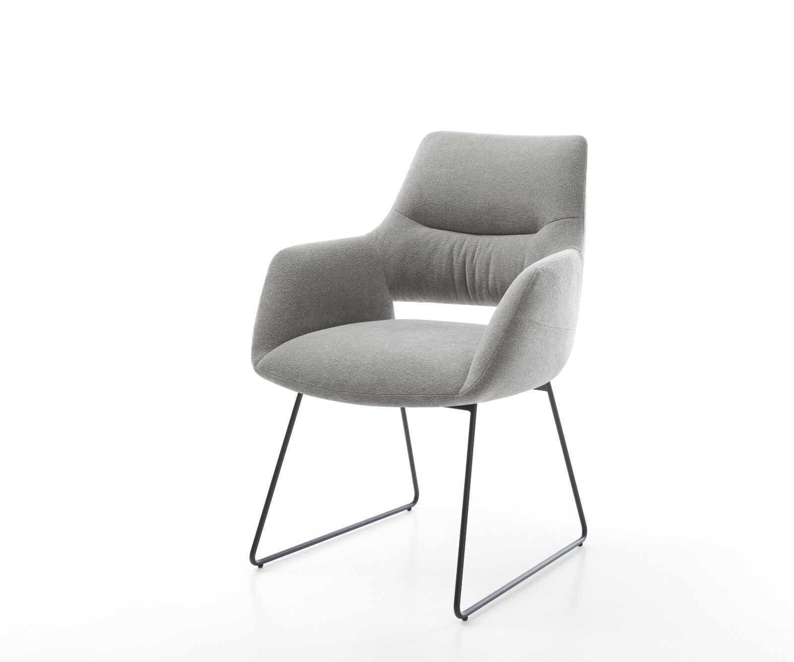 Esszimmerstuhl Yago-Flex mit Armlehnen Strukturstoff Soft Grau Kufengestell günstig online kaufen