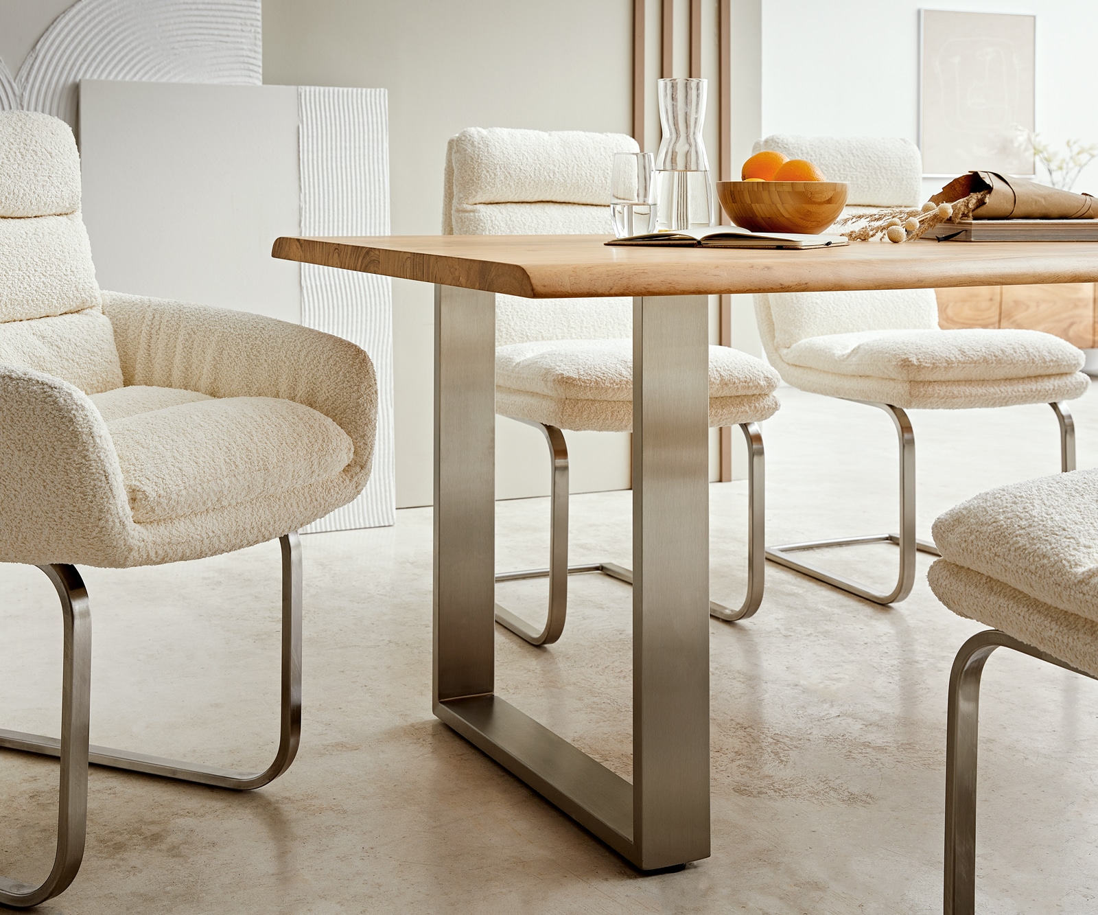 Esstisch Edge 200x100 Akazie Natur Edelstahl Schmal Live-Edge 4 Esstisch Edge 200x100 Akazie Natur Edelstahl Schmal Live-Edge 4