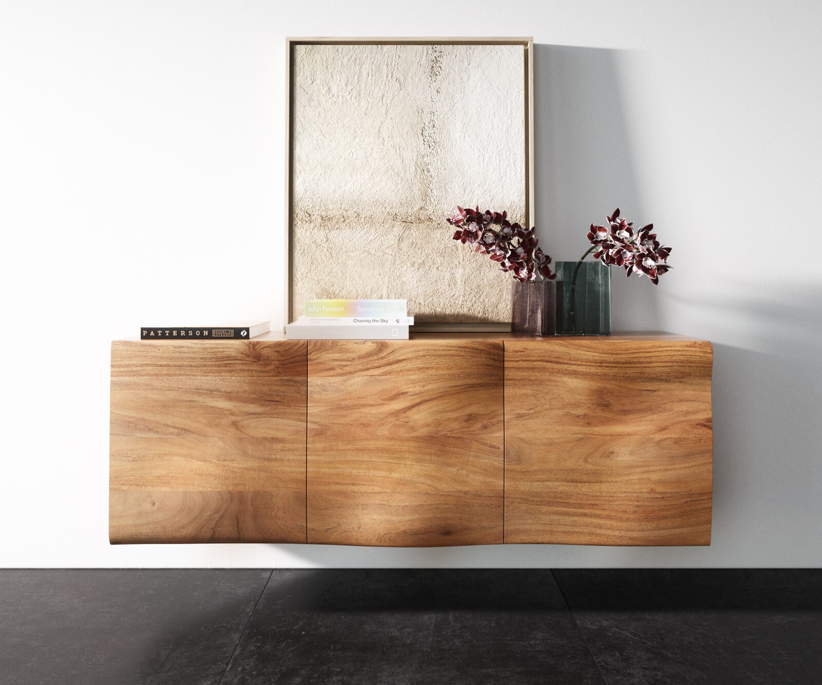 Sideboard New Live-Edge 145 cm Akazie Natur 3 Türen schwebend 3