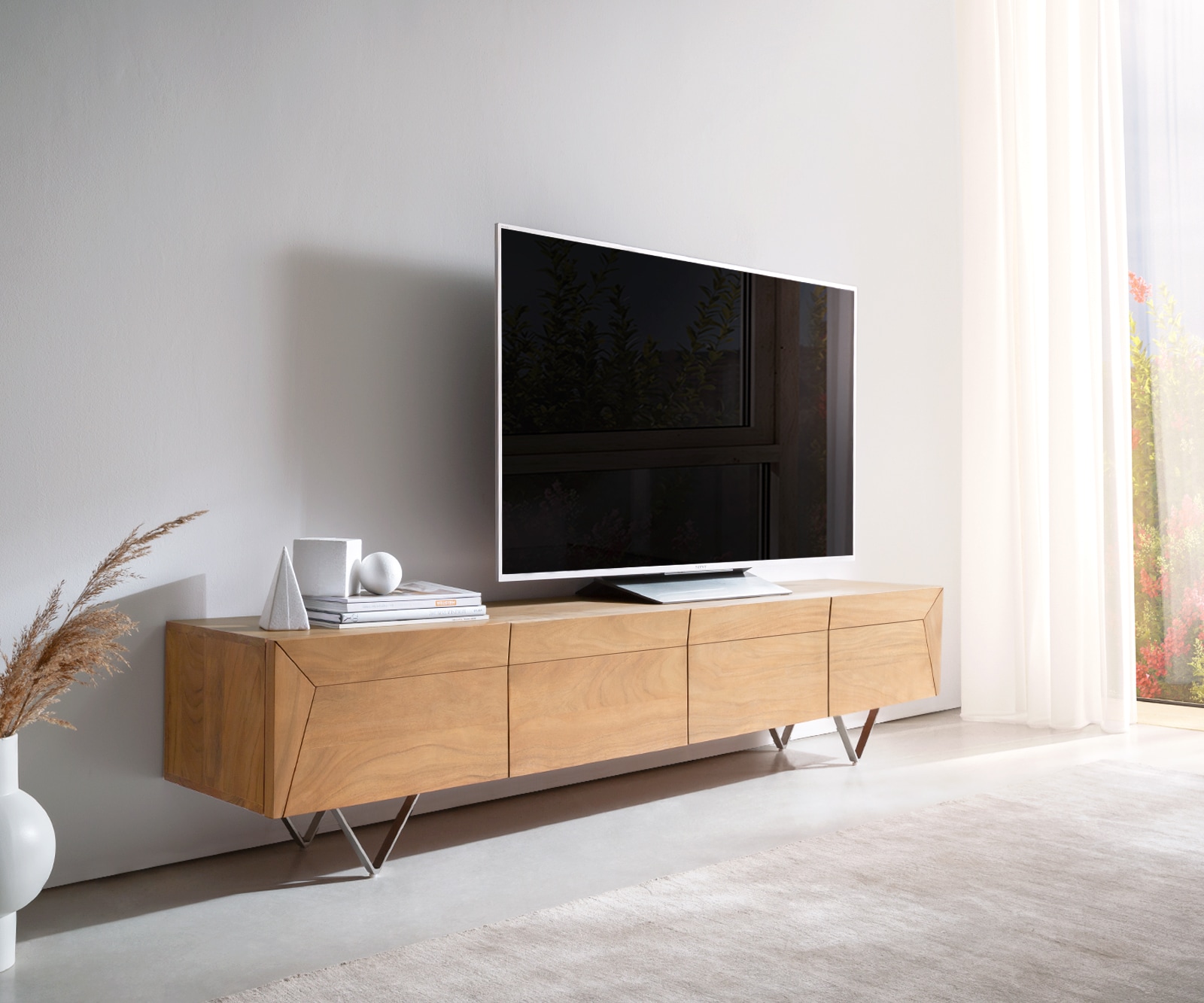 Lowboard Kayu Akazie Natur Massivholz TV-Tisch 2 Lowboard Kayu Akazie Natur Massivholz TV-Tisch 2