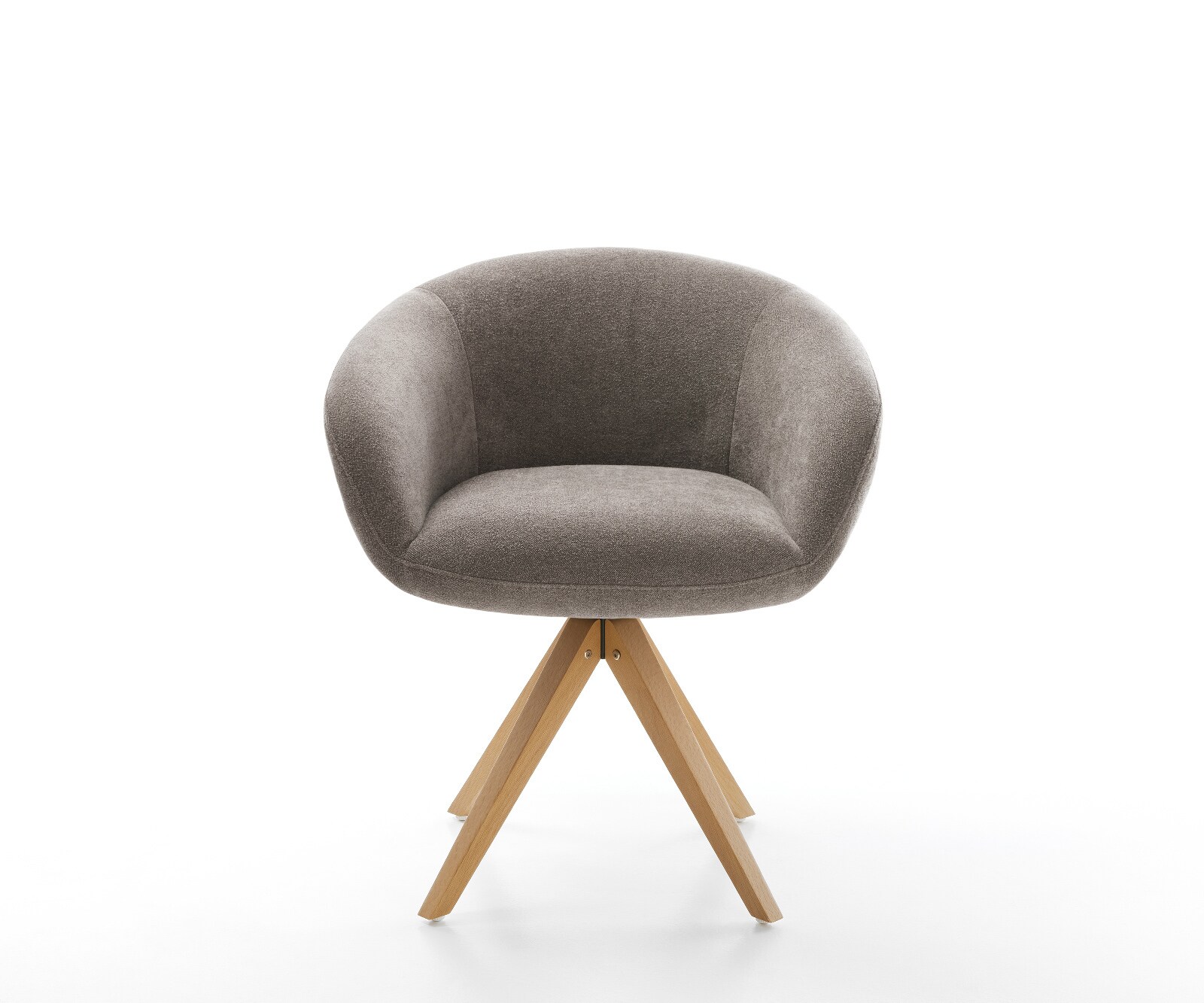 Drehstuhl Vinka-Flex mit Armlehnen Strukturstoff Soft Taupe Holzgestell kantig Natur 360° drehbar Taschenfederkern 2