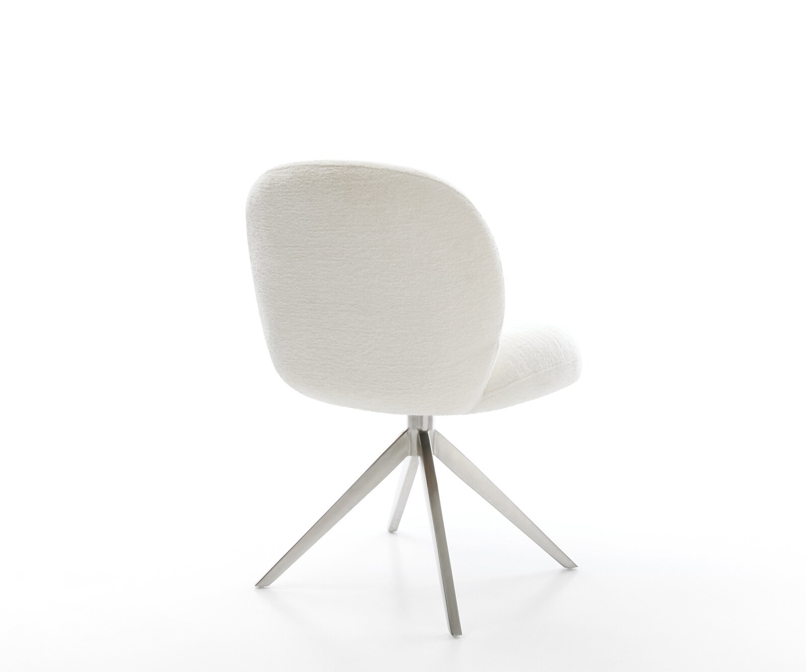 Drehstuhl Nube-Flex Bouclé Soft Beige Kreuzgestell breit Edelstahl 360° drehbar Wippfunktion Taschenfederkern 5