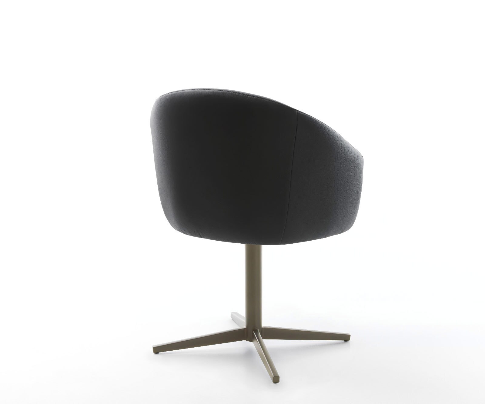 Drehstuhl Caja-Flex mit Armlehnen Echt-Leder Schwarz Fußkreuz Effektfinish Titan 360° drehbar Taschenfederkern 4