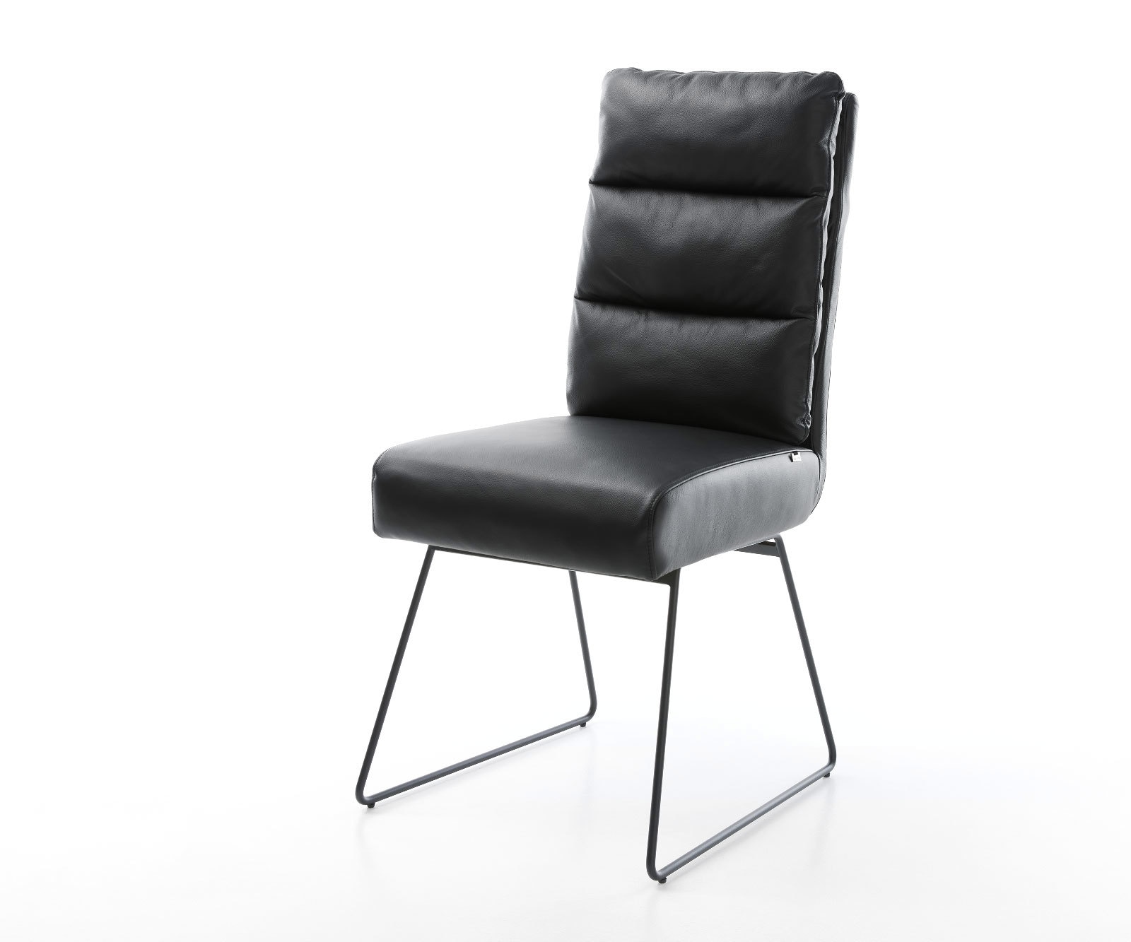 Esszimmerstuhl Pela-Flex Echt-Leder Schwarz Kufengestell Schwarz Taschenfederkern Esszimmerstuhl Pela-Flex Echt-Leder Schwarz Kufengestell Schwarz Taschenfederkern