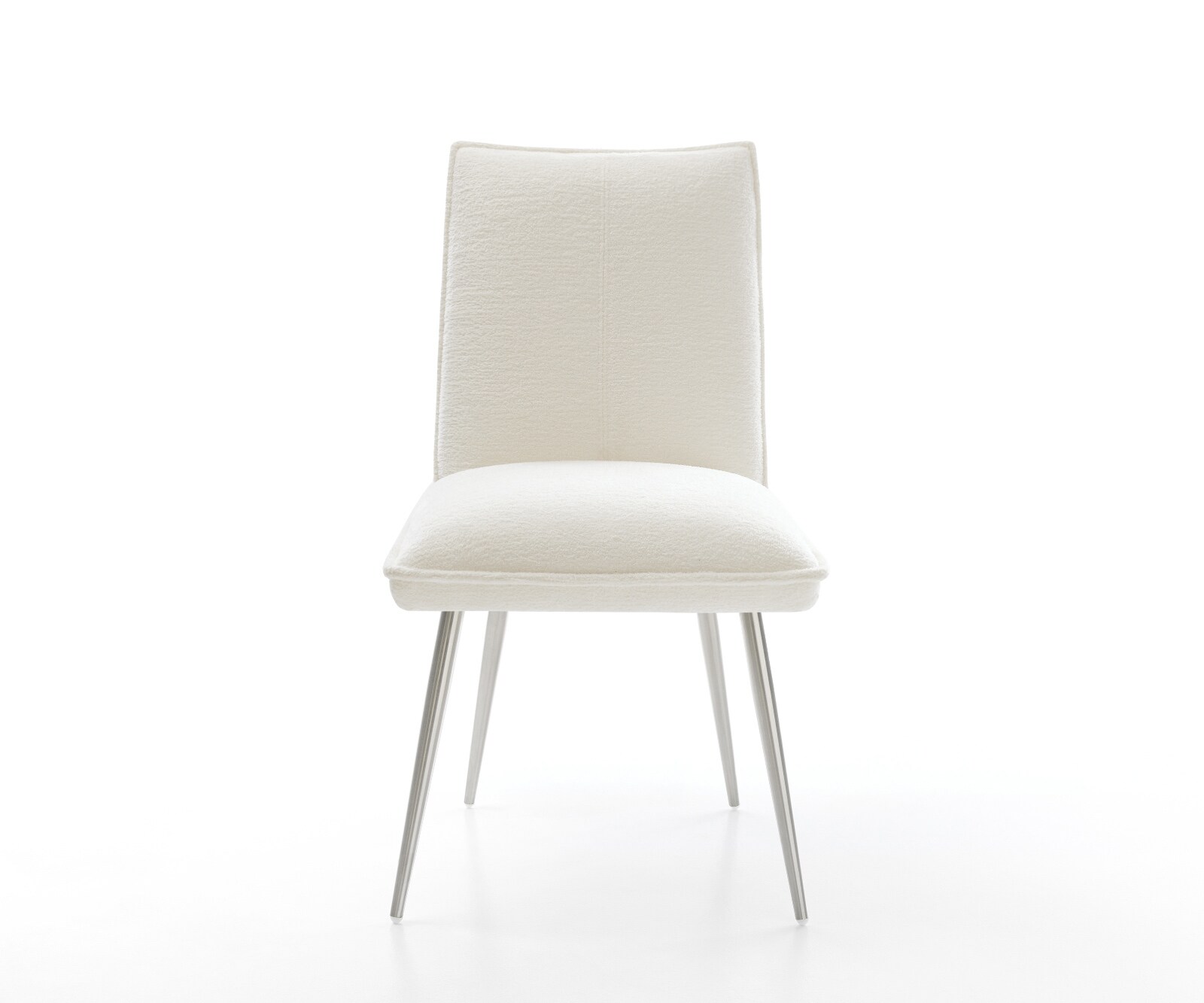 Esszimmerstuhl Lelio-Flex Bouclé Soft Beige 4-Fuß konisch Edelstahl Taschenfederkern 1