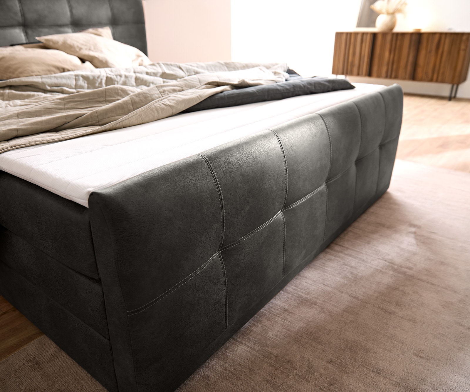 Boxspringbett Amarillo 180x200 cm Anthrazit mit Bettkasten 6 Boxspringbett Amarillo 180x200 cm Anthrazit mit Bettkasten 6