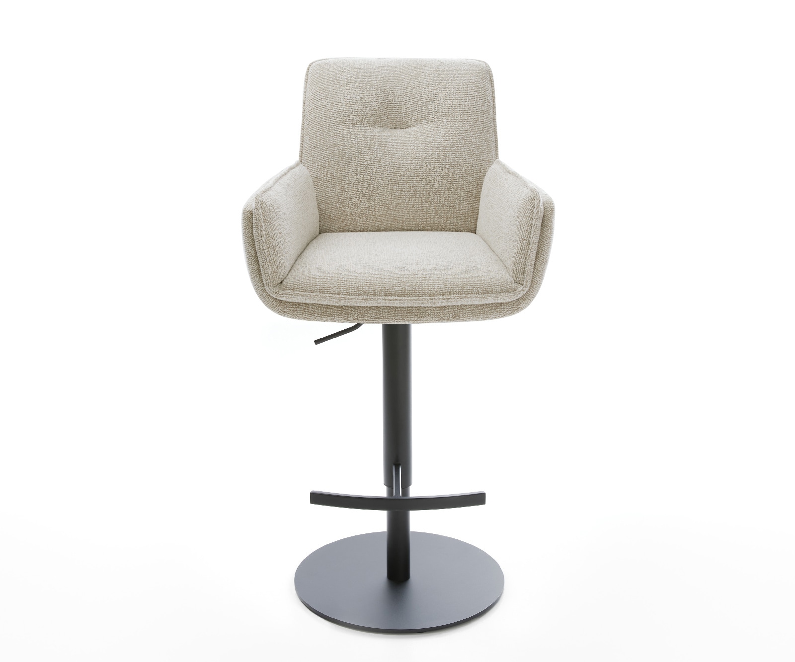 Barstuhl Nela-Flex Webstoff Soft Beige Drehfuß höhenverstellbar Metall Schwarz 1