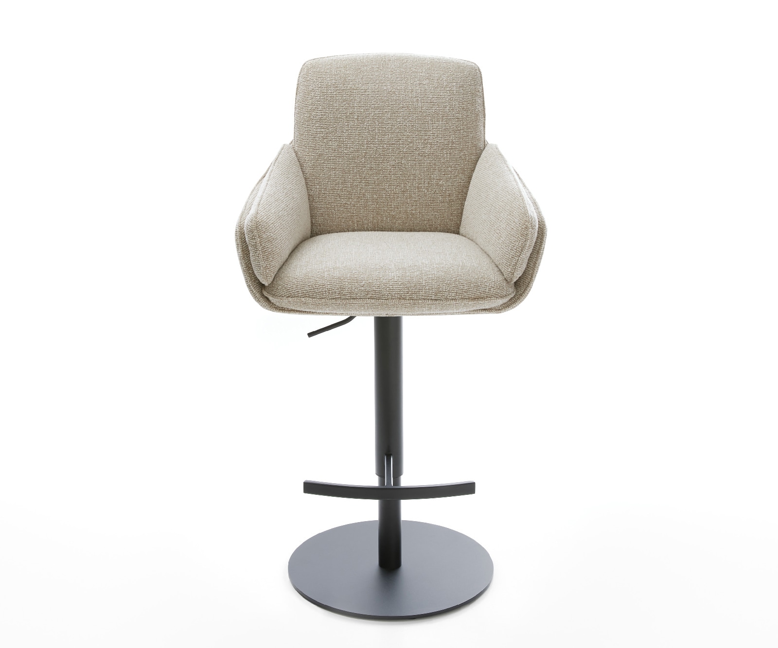 Barstuhl Luan-Flex Webstoff Soft Beige Drehfuß höhenverstellbar Metall Schwarz 1