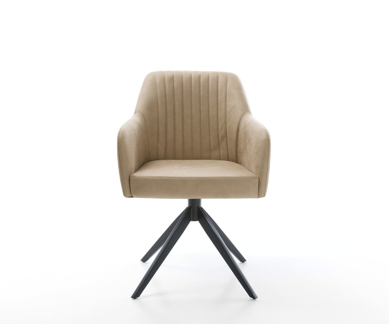 Esszimmerstuhl Greg-Flex Mikrofaser Beige Vintage Kreuzgestell breit Schwarz Taschenfederkern 2