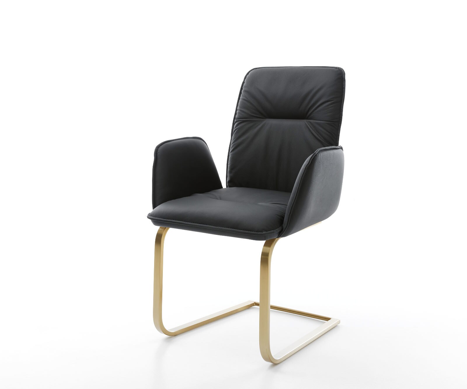 Freischwinger Vinja-Flex Echt-Leder Schwarz Freischwinger flach Gold günstig online kaufen