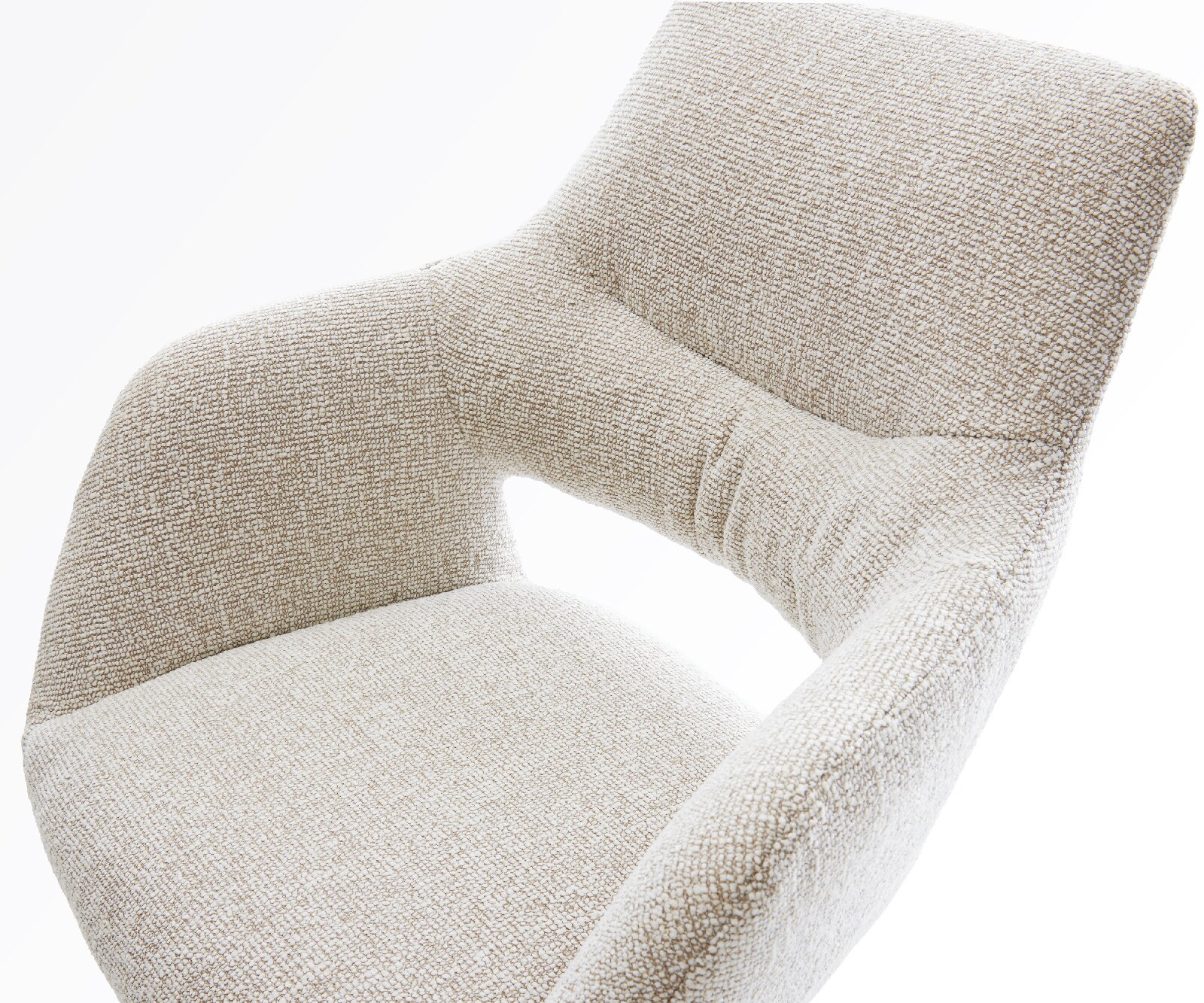 Barstuhl Yago-Flex Webstoff Soft Beige Freischwinger Flach Edelstahl Silberfarben Taschenfederkern 3