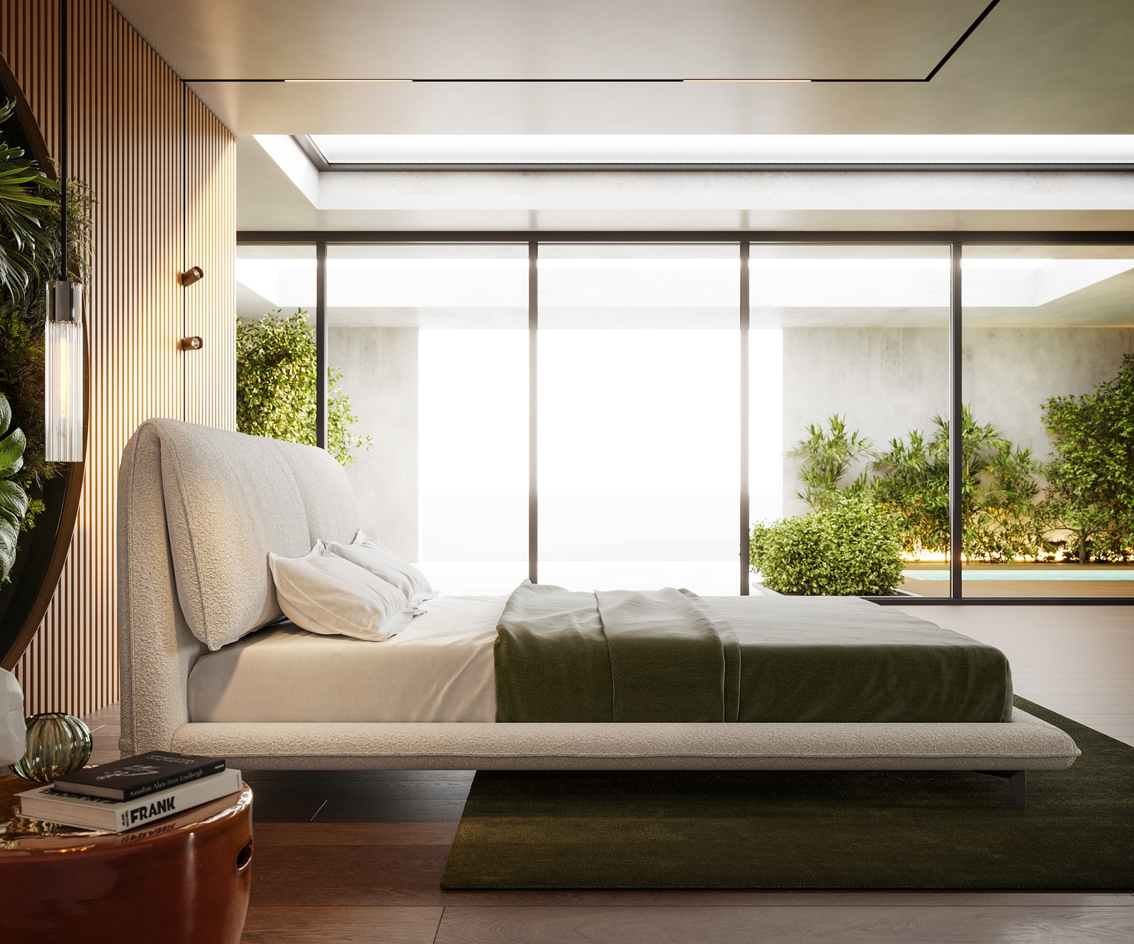 Polsterbettgestell Cusino 140x200 cm Bouclé Creme-Weiß 4