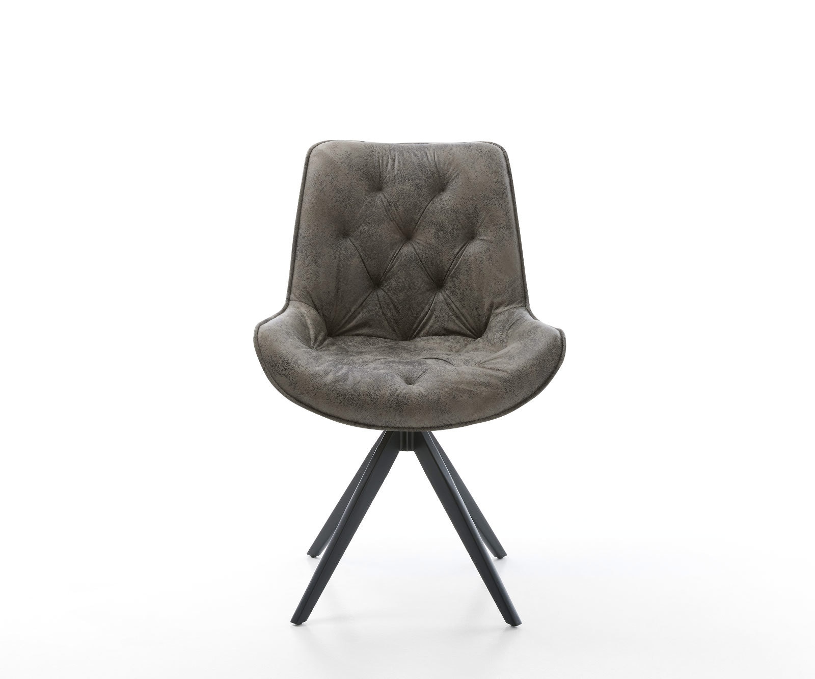 Esszimmerstuhl Taimi-Flex Mikrofaser Grau Antik Kreuzgestell kantig Schwarz 2 Esszimmerstuhl Taimi-Flex Mikrofaser Grau Antik Kreuzgestell kantig Schwarz 2