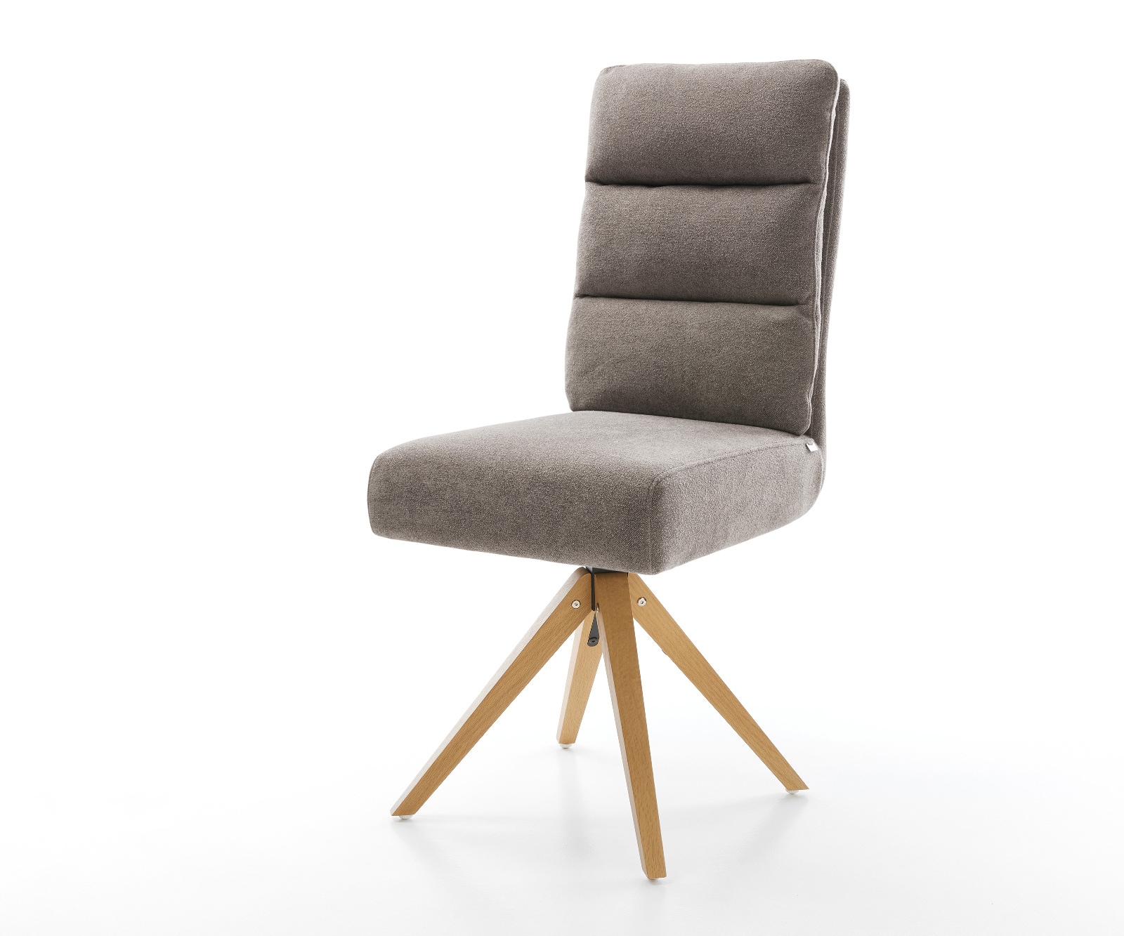 Drehstuhl Pela-Flex Strukturstoff Soft Taupe Holzgestell kantig Natur 360° drehbar Taschenfederkern 1