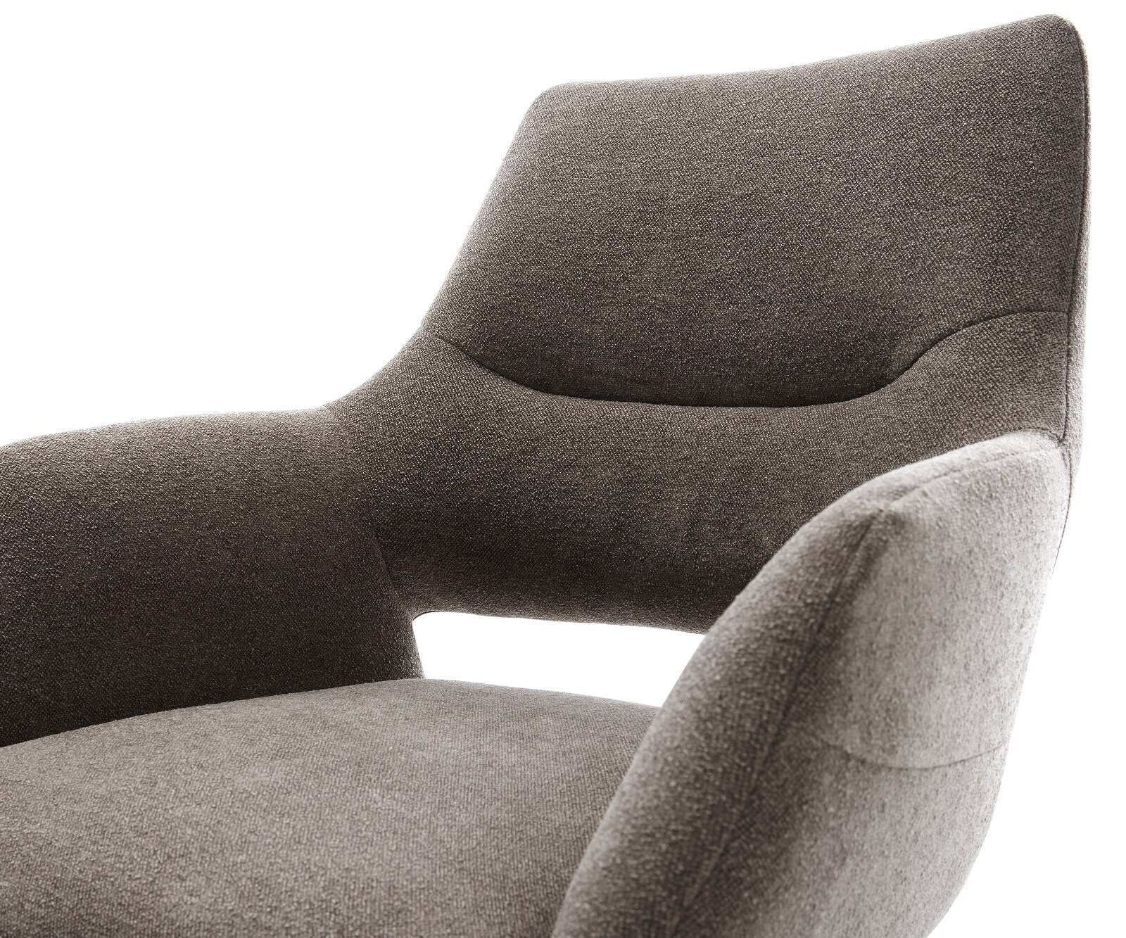 Drehstuhl Yago-Flex mit Armlehnen Strukturstoff Soft Taupe Kreuzgestell breit Schwarz 360° drehbar Wippfunktion Taschenfederkern 2