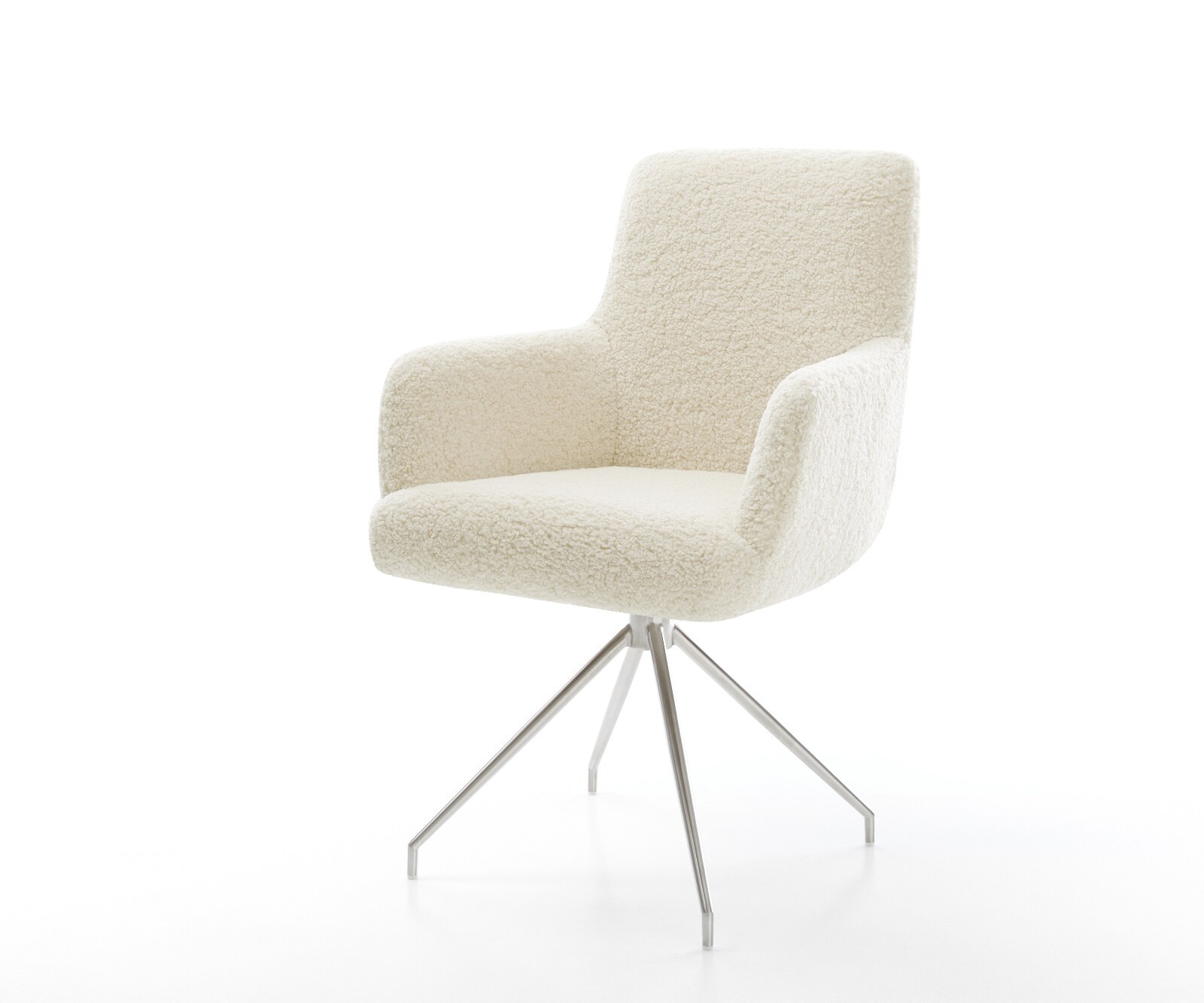 Esszimmerstuhl Heira-Flex mit Armlehnen Teddystoff Beige Kreuzgestell konis günstig online kaufen