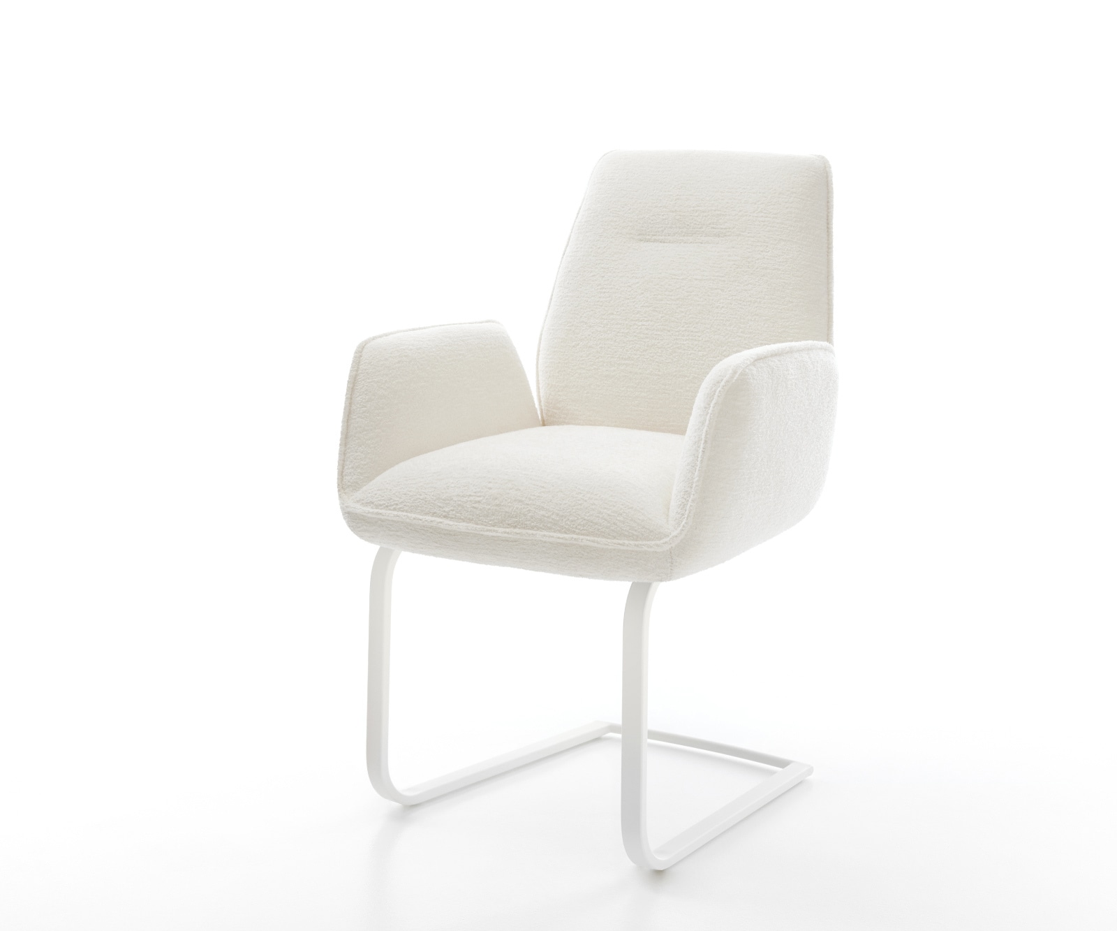 Freischwinger Zoa-Flex Bouclé Soft Beige Freischwinger flach Weiß Taschenfederkern