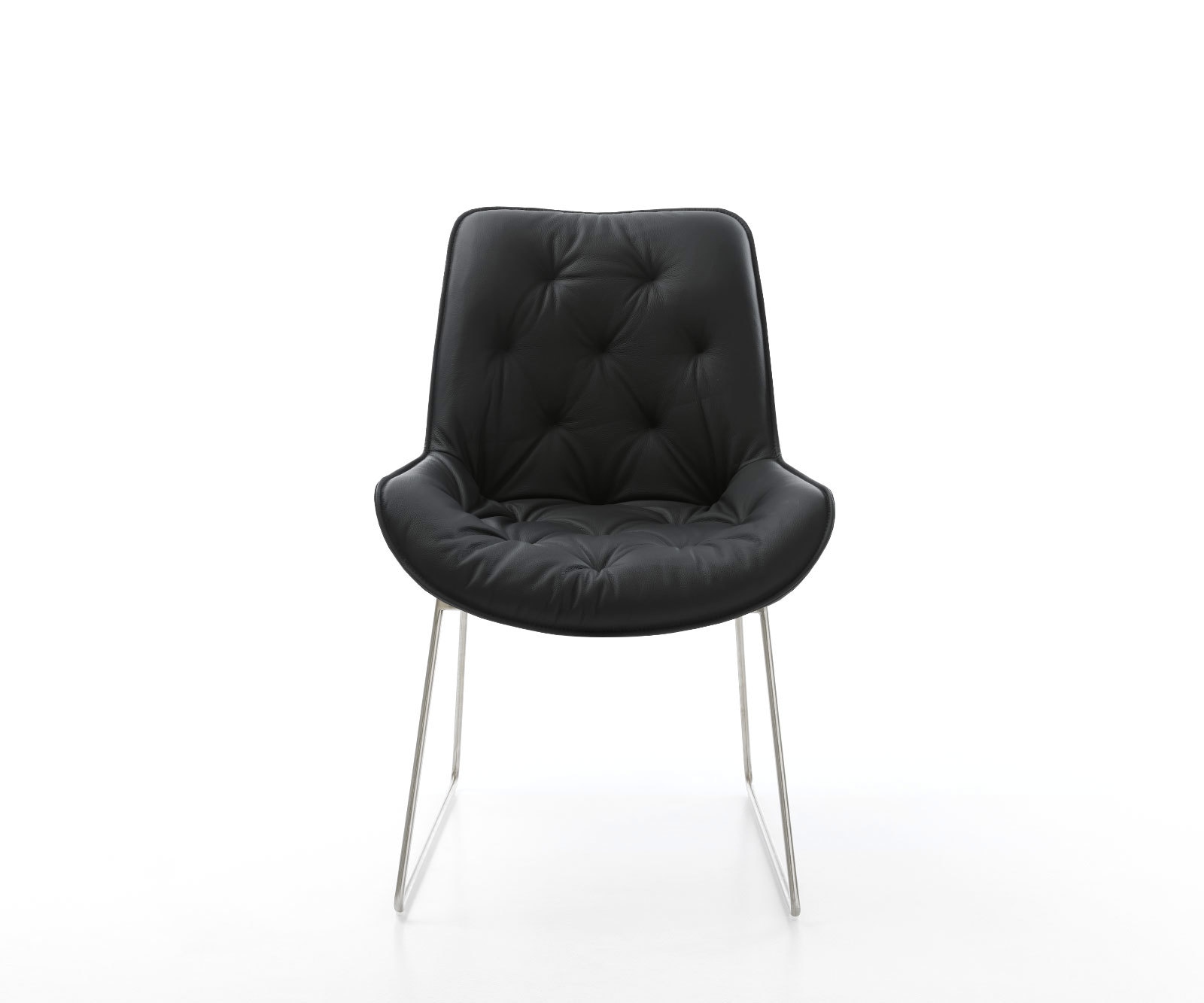 Esszimmerstuhl Taimi-Flex Echt-Leder Schwarz Kufengestell Edelstahl 2 Esszimmerstuhl Taimi-Flex Echt-Leder Schwarz Kufengestell Edelstahl 2