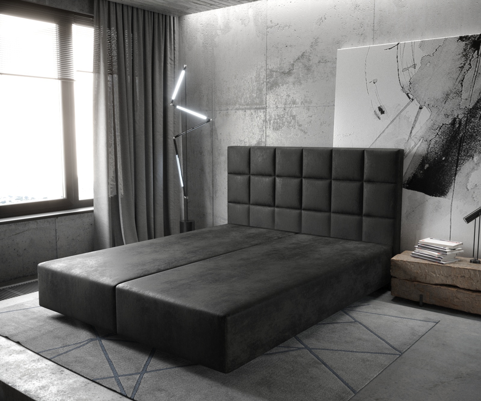 Boxspringgestell Dream-Fine 180x200 cm Mikrofaser Anthrazit Vintage Boxspringgestell Dream-Fine 180x200 cm Mikrofaser Anthrazit Vintage