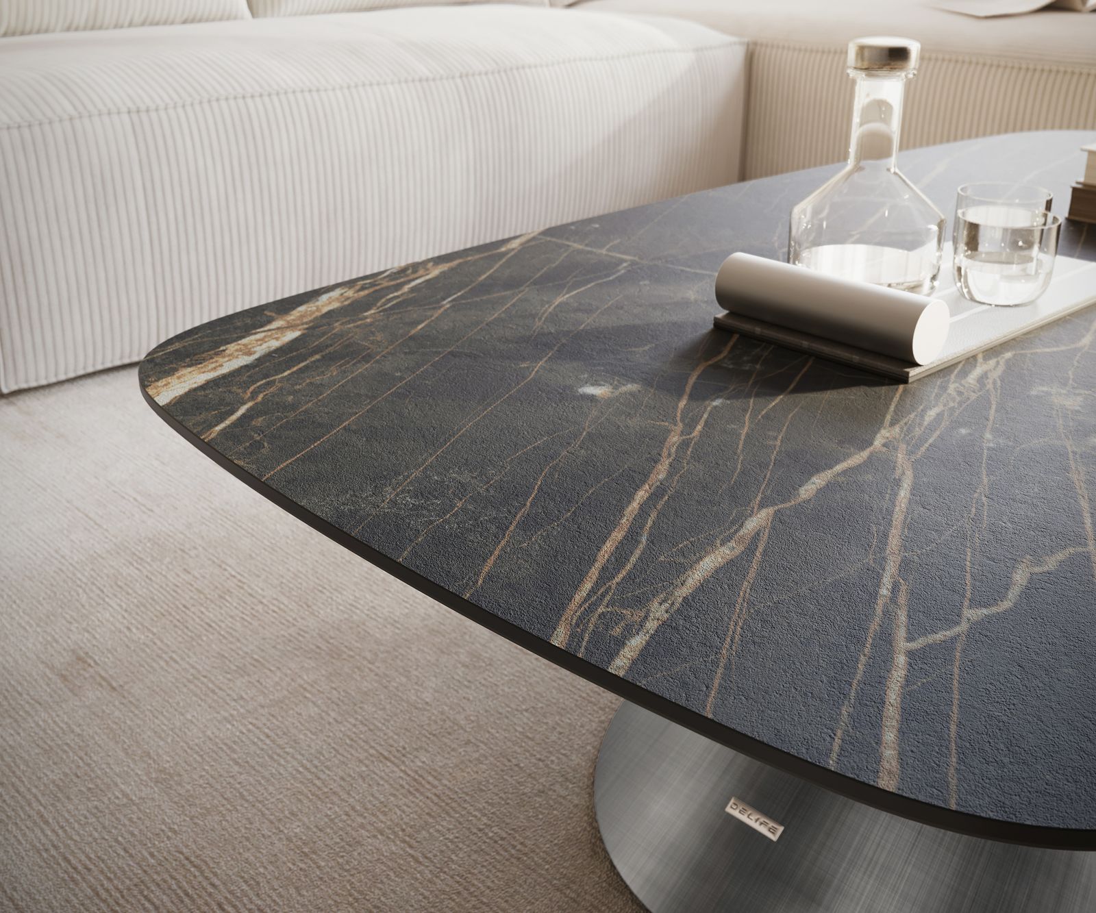 Couchtisch Edge Boot 120x70 cm Keramik Laminam® Noir Desir Braun Conis Metallic Silber 5 Couchtisch Edge Boot 120x70 cm Keramik Laminam® Noir Desir Braun Conis Metallic Silber 5