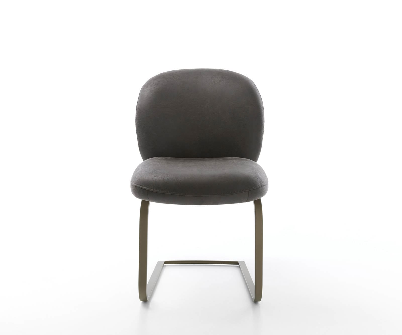 Freischwinger Nube-Flex Mikrofaser Anthrazit Vintage Freischwinger flach Effektfinish Titan Taschenfederkern 2