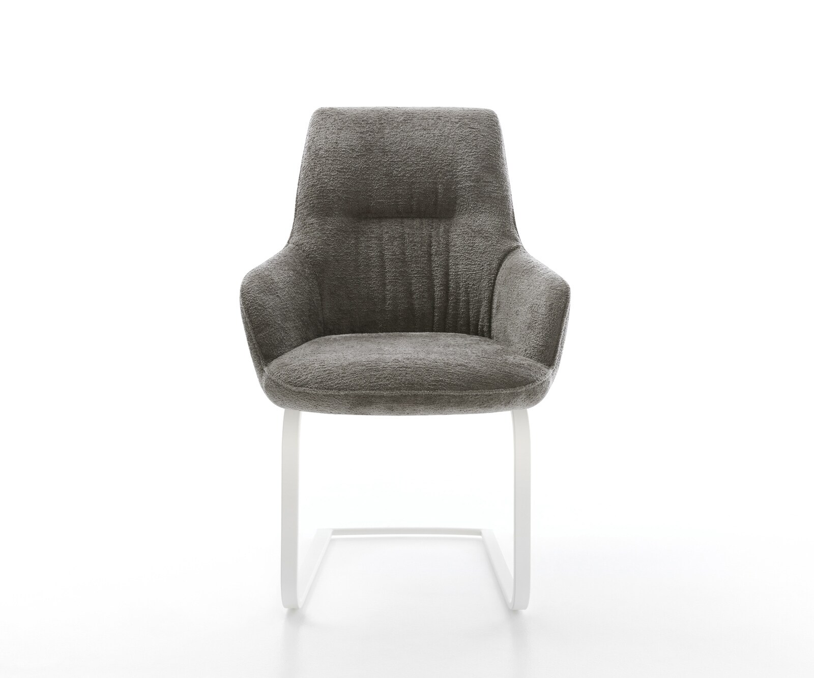 Freischwinger Zelia-Flex mit Armlehnen Bouclé Soft Schlamm Freischwinger flach Effektfinish Titan Taschenfederkern 1