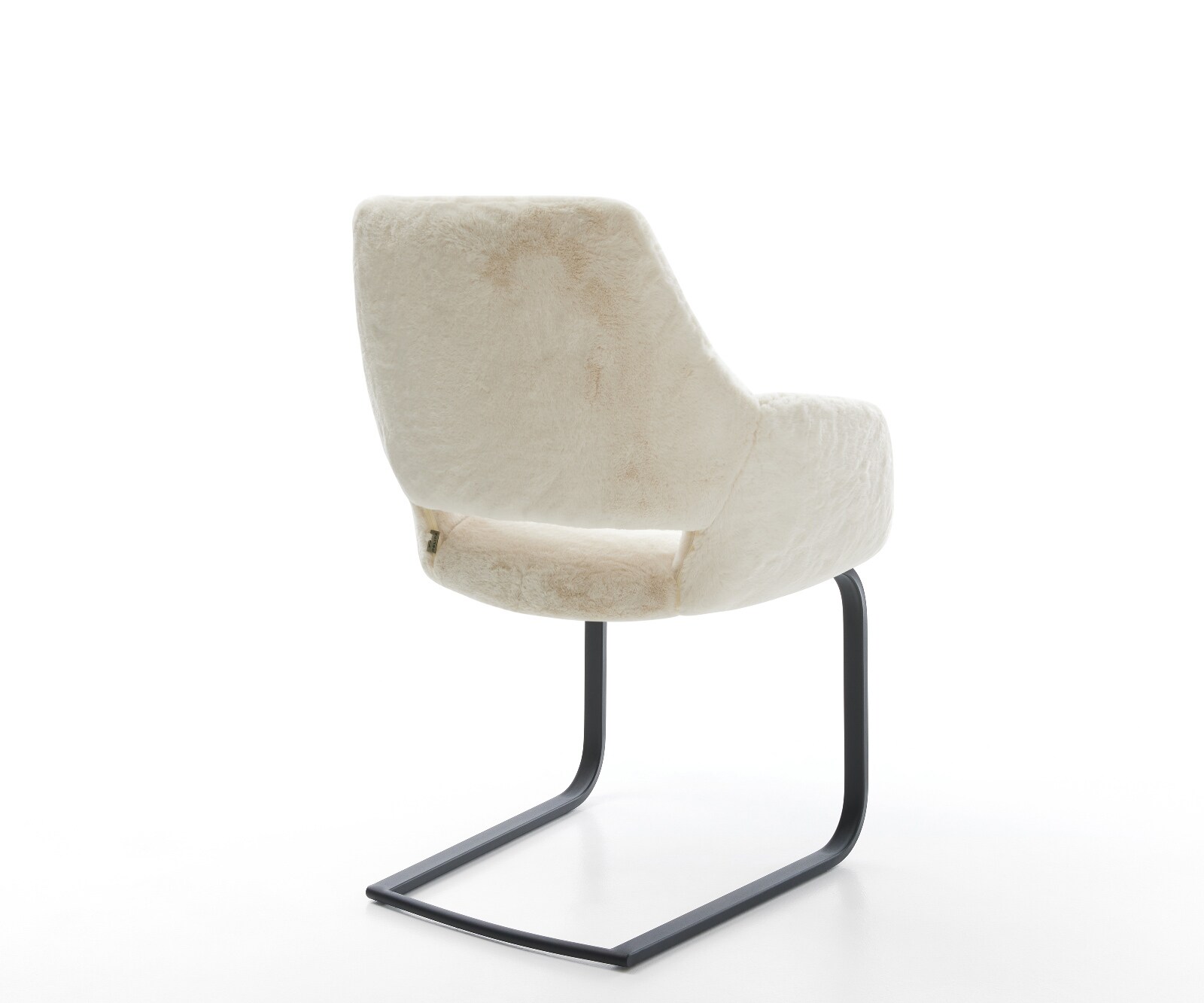 Freischwinger Yago-Flex mit Armlehnen Plüsch Creme-Weiß Freischwinger flach Schwarz Taschenfederkern 5