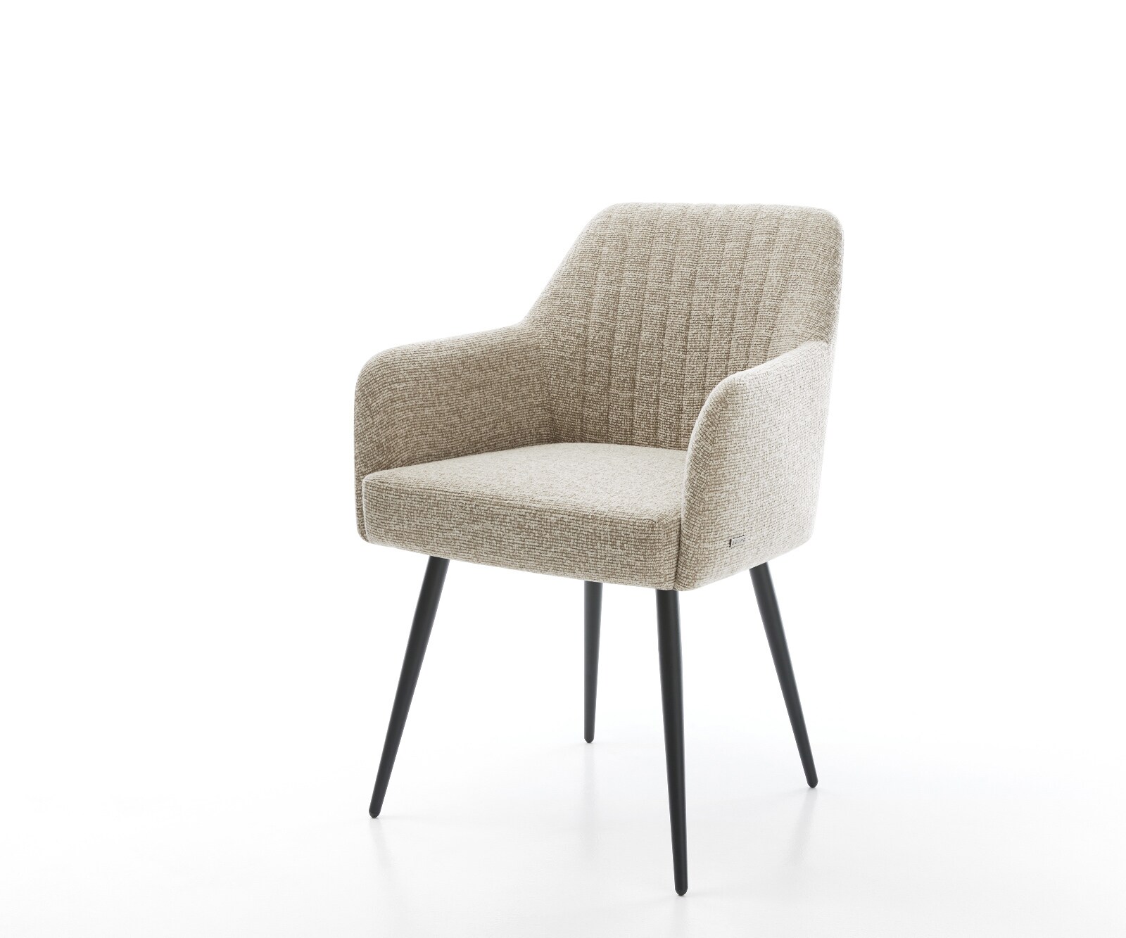DELIFE Esszimmerstuhl Greg-Flex Webstoff Soft Beige 4-Fuß konisch Schwarz Taschenfederkern