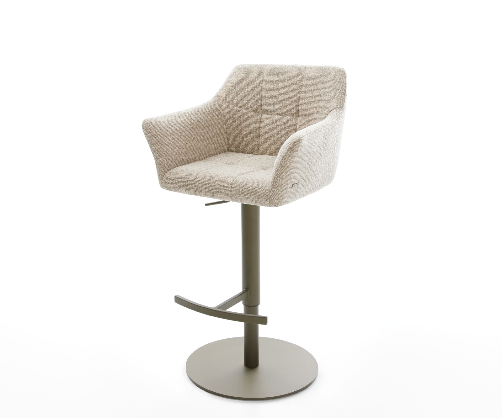 Delife Barstuhl Yulo-Flex Webstoff Soft Beige Drehfuß Höhenverstellbar Metall Titanfarben