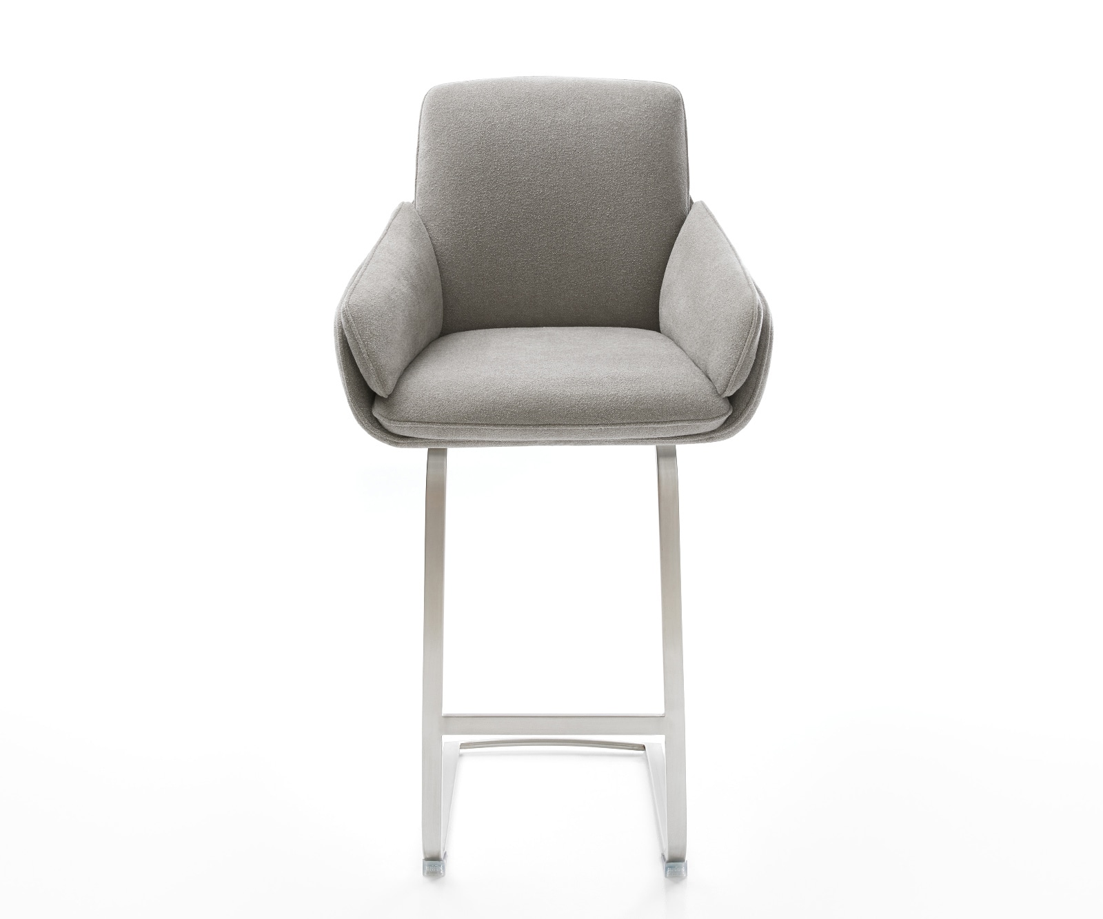 Barstuhl Luan-Flex Strukturstoff Soft Grau Freischwinger Flach Edelstahl Silberfarben 1