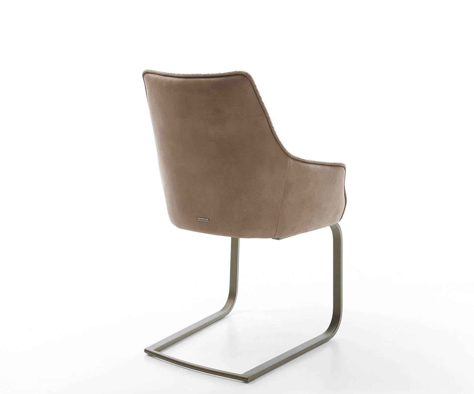 Freischwinger Alja-Flex mit Armlehnen Materialmix Schlamm Freischwinger flach Effektfinish Titan Taschenfederkern 4