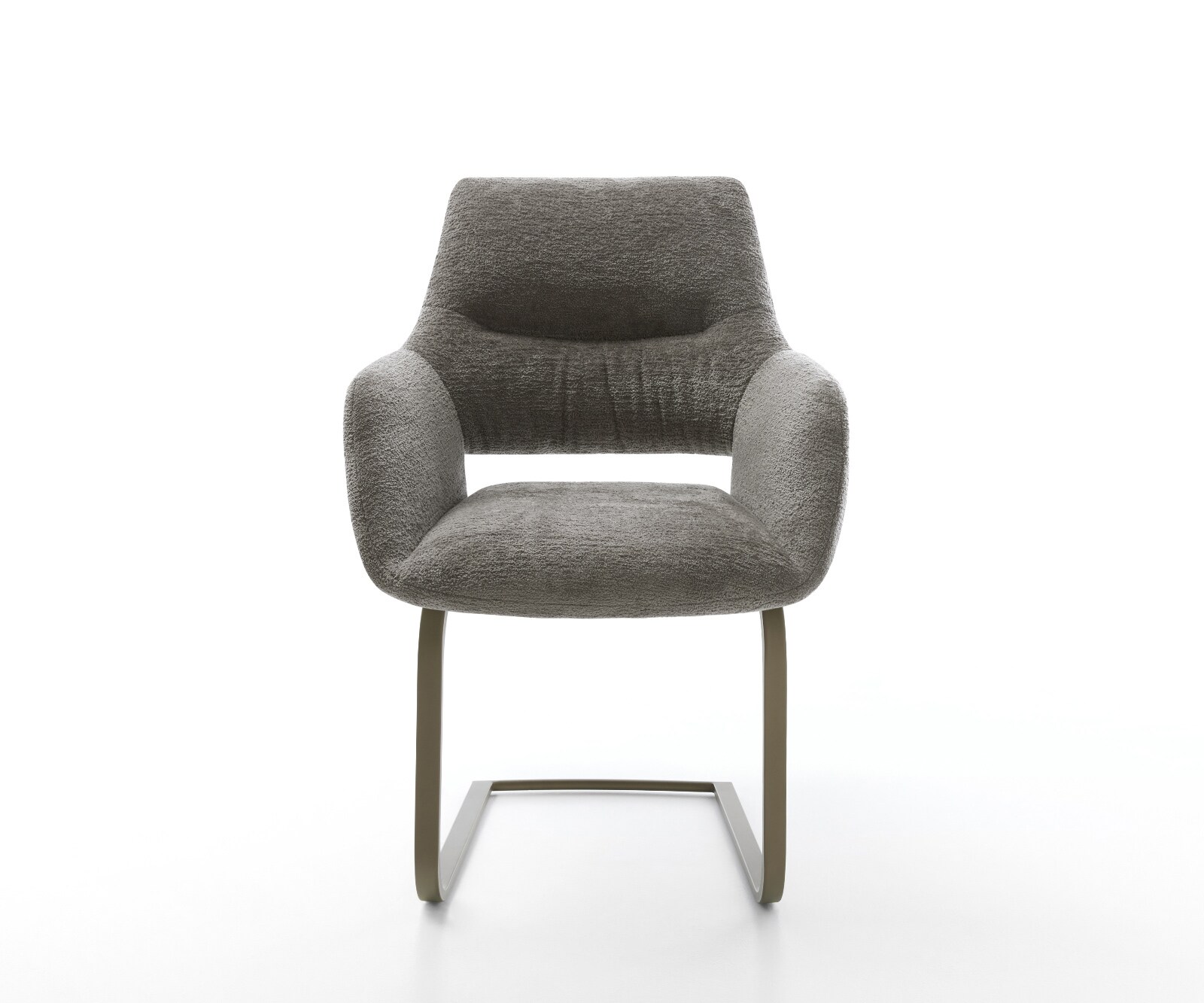 Freischwinger Yago-Flex mit Armlehnen Bouclé Soft Schlamm Freischwinger flach Effektfinish Titan Taschenfederkern 1