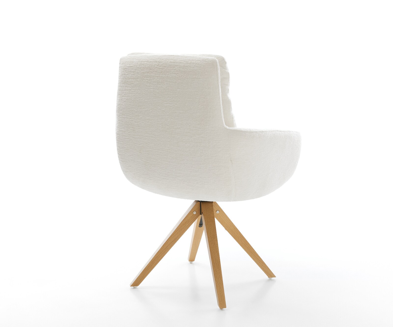 Drehstuhl Abelia-Flex mit Armlehnen Bouclé Soft Beige Holzgestell kantig Natur 180° drehbar 5