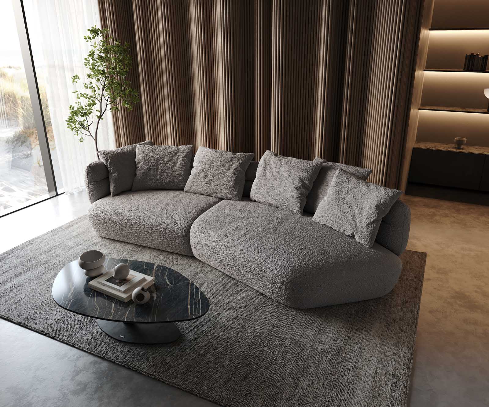 Sofa Roya 320x140 cm Bouclé Silbergrau Sofa Roya 320x140 cm Bouclé Silbergrau