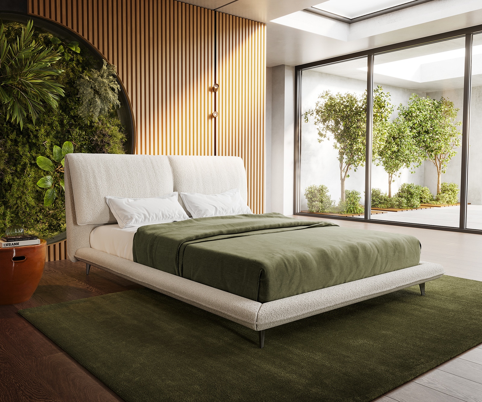 Polsterbettgestell Cusino 140x200 cm Bouclé Creme-Weiß günstig online kaufen