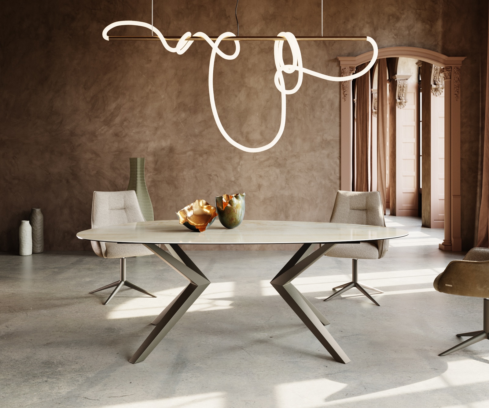 Esstisch Edge Oval 220x120 Keramik Iris FMG Onice Oro Zenthara kantig Metall Effektfinish Titan 4 Esstisch Edge Oval 220x120 Keramik Iris FMG Onice Oro Zenthara kantig Metall Effektfinish Titan 4