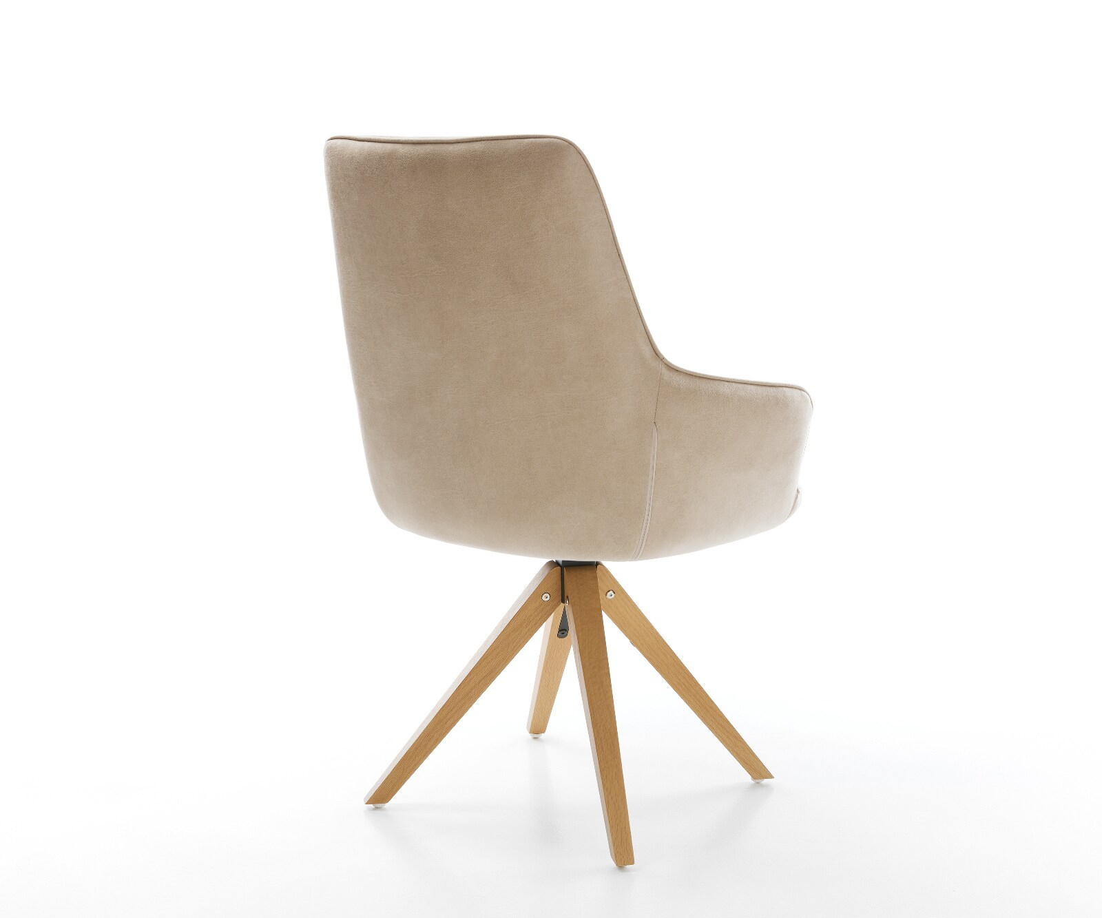Drehstuhl Zelia-Flex mit Armlehnen Mikrofaser Beige Vintage Holzgestell kantig Natur 180° drehbar Taschenfederkern 4