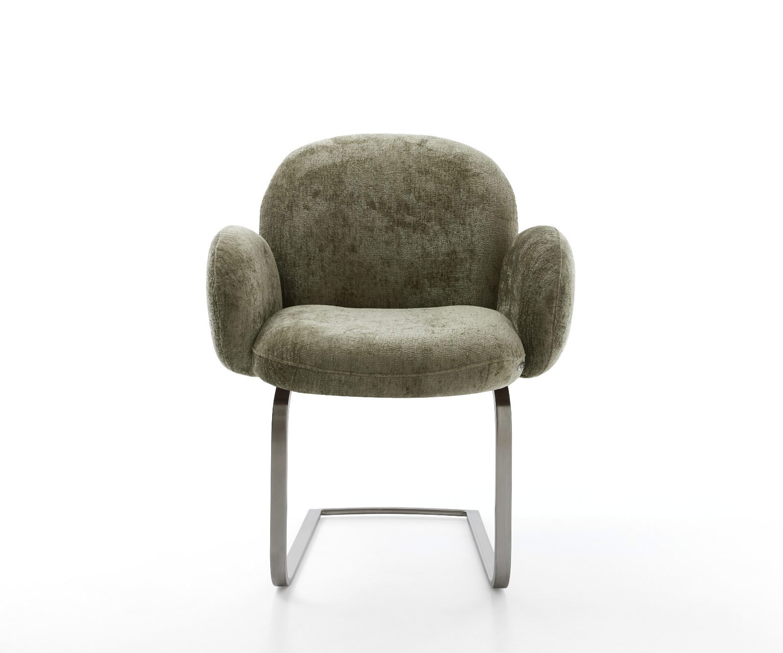 Freischwinger Nube-Flex mit Armlehnen Chenille Olive Freischwinger flach Graphit Taschenfederkern 1